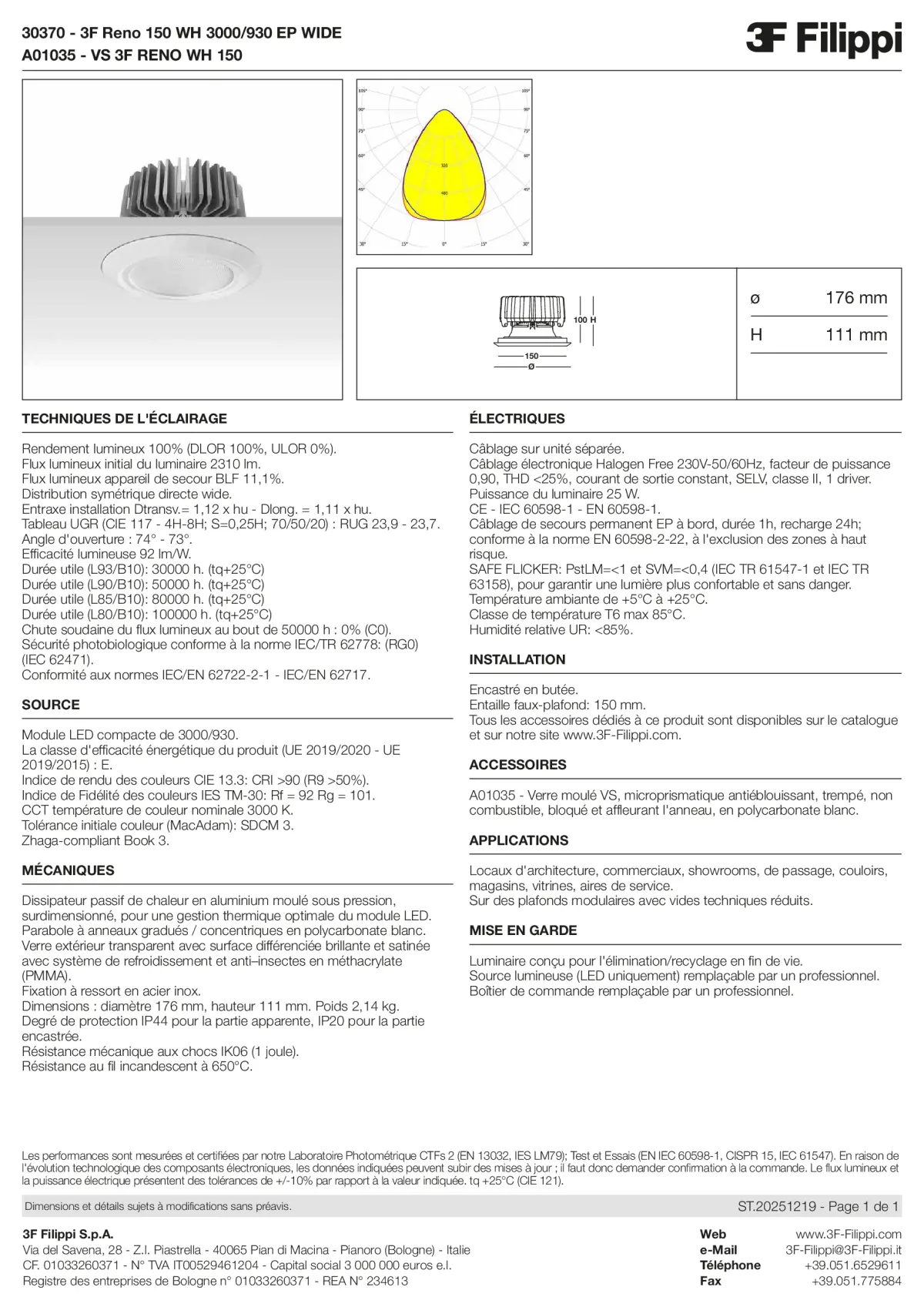 30370+A01035 - 3F Reno 150 WH 3000-930 EP WIDE + VS WH - Datasheet - fr