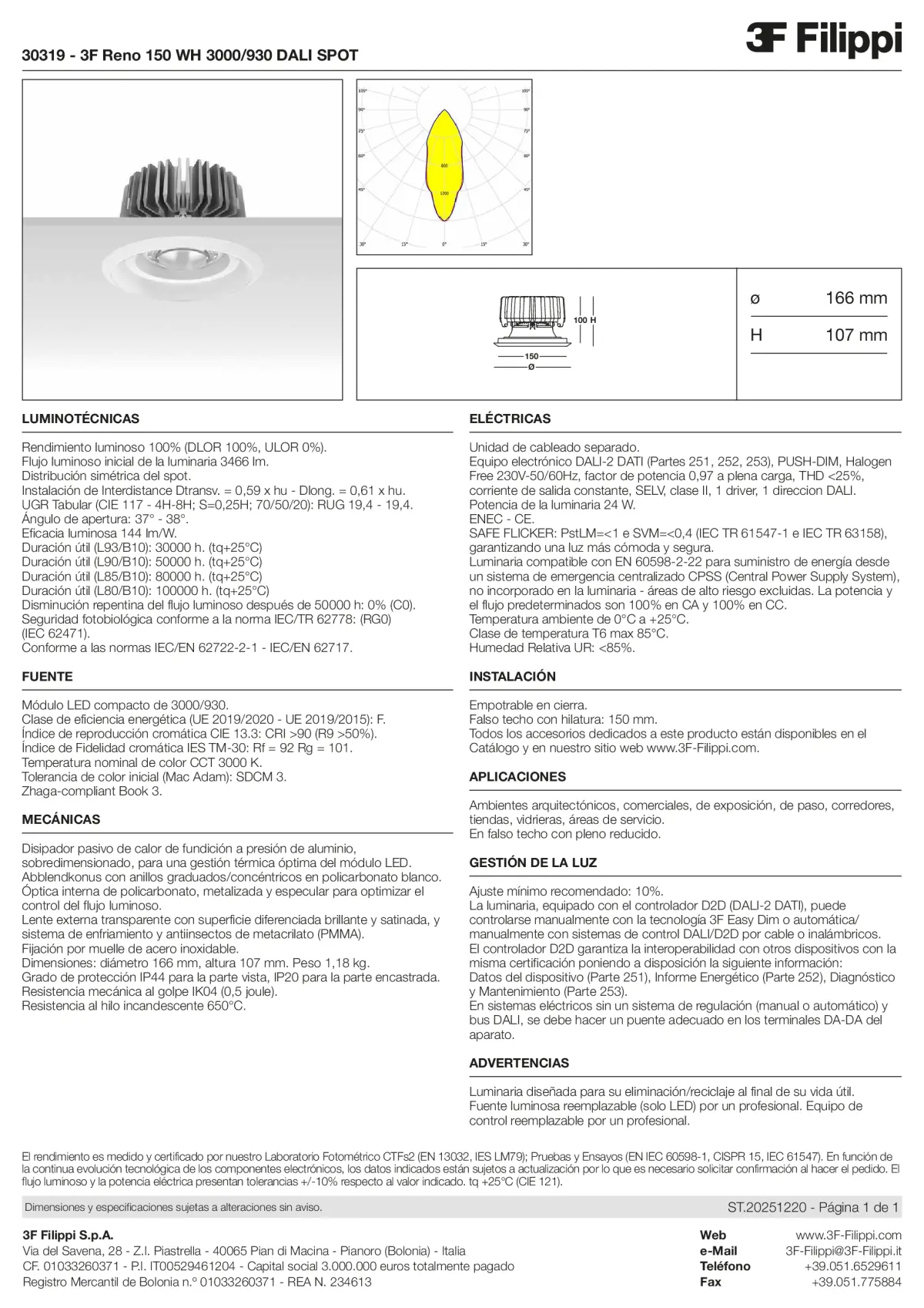 30319 - 3F Reno 150 WH 3000-930 DALI SPOT - Datasheet - es