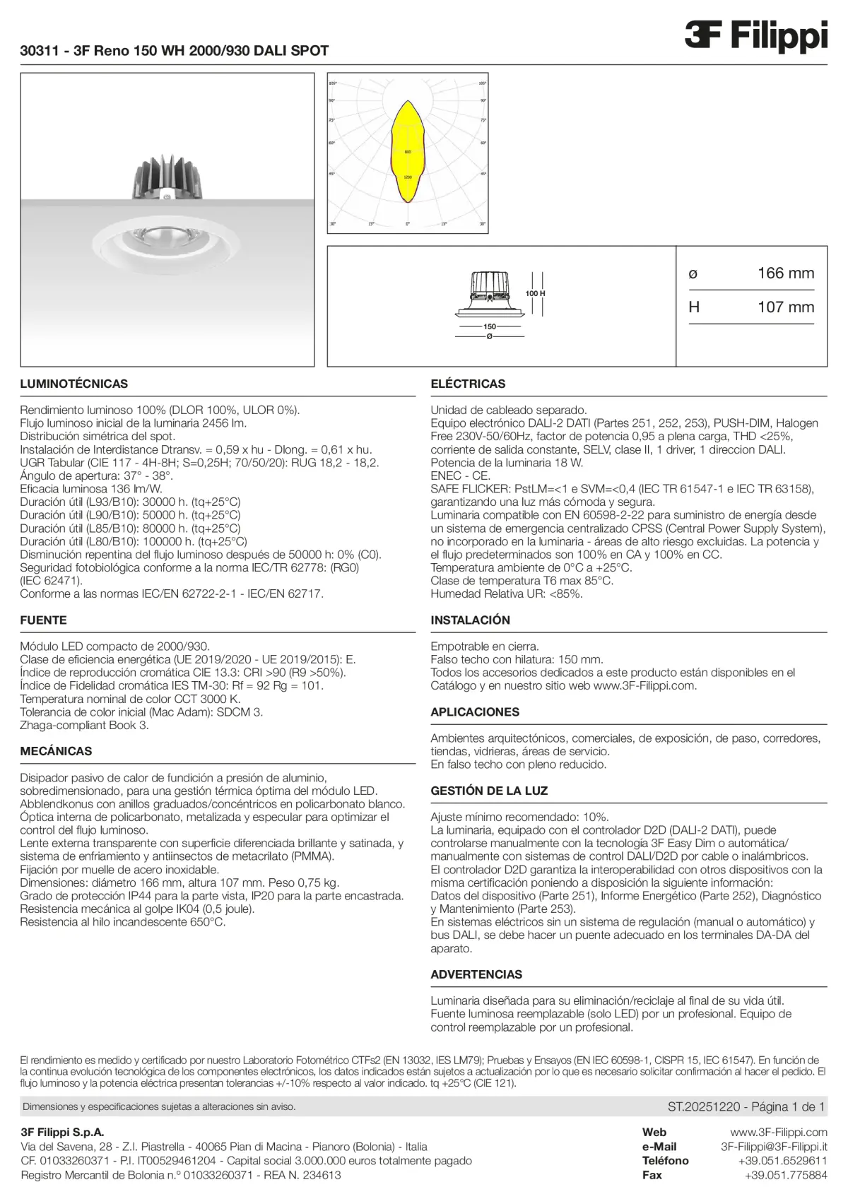 30311 - 3F Reno 150 WH 2000-930 DALI SPOT - Datasheet - es