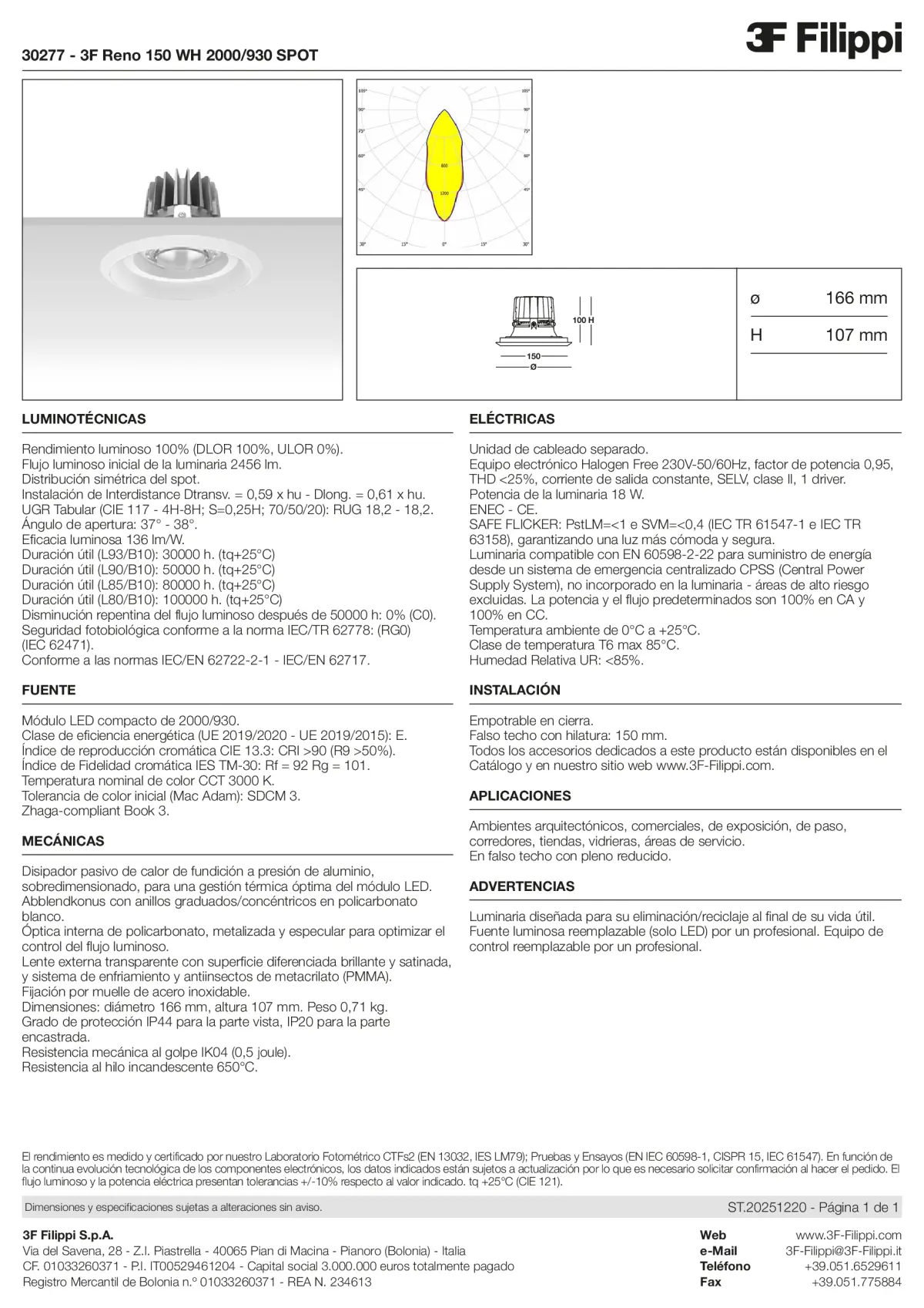 30277 - 3F Reno 150 WH 2000-930 SPOT - Datasheet - es