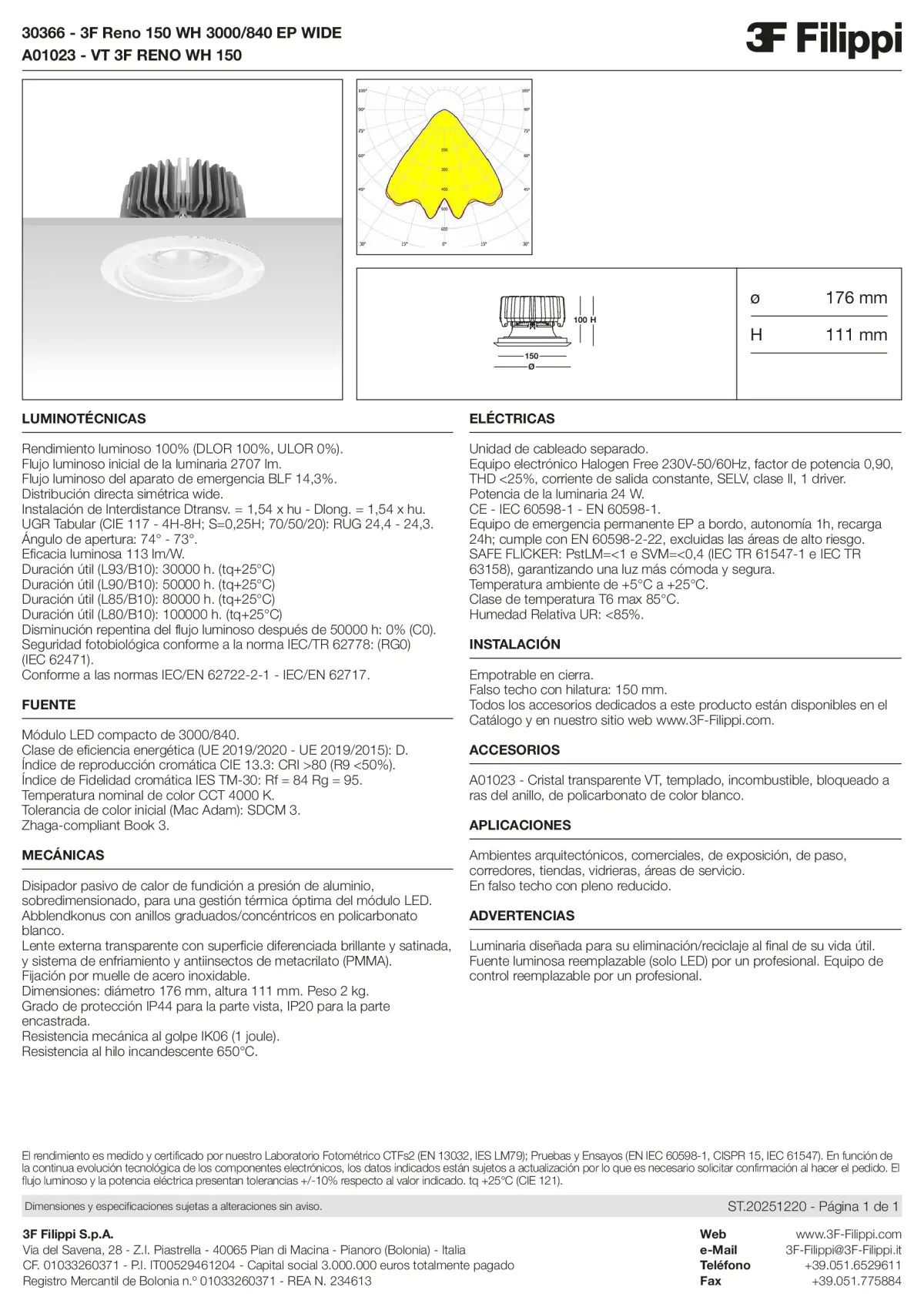 30366+A01023 - 3F Reno 150 WH 3000-840 EP WIDE + VT WH - Datasheet - es