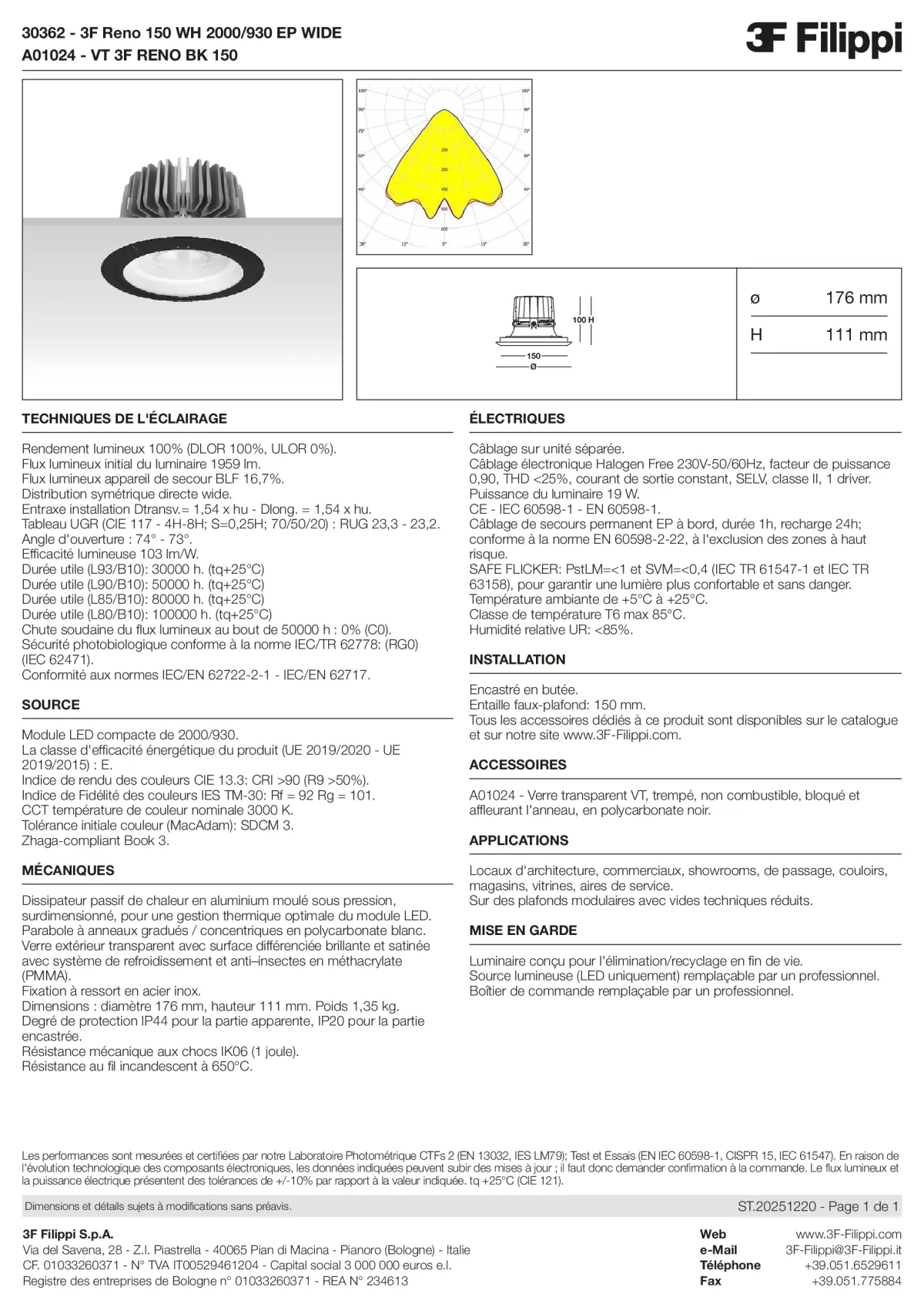 30362+A01024 - 3F Reno 150 WH 2000-930 EP WIDE + VT BK - Datasheet - fr