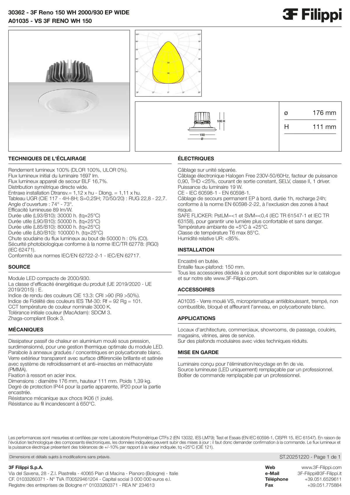 30362+A01035 - 3F Reno 150 WH 2000-930 EP WIDE + VS WH - Datasheet - fr