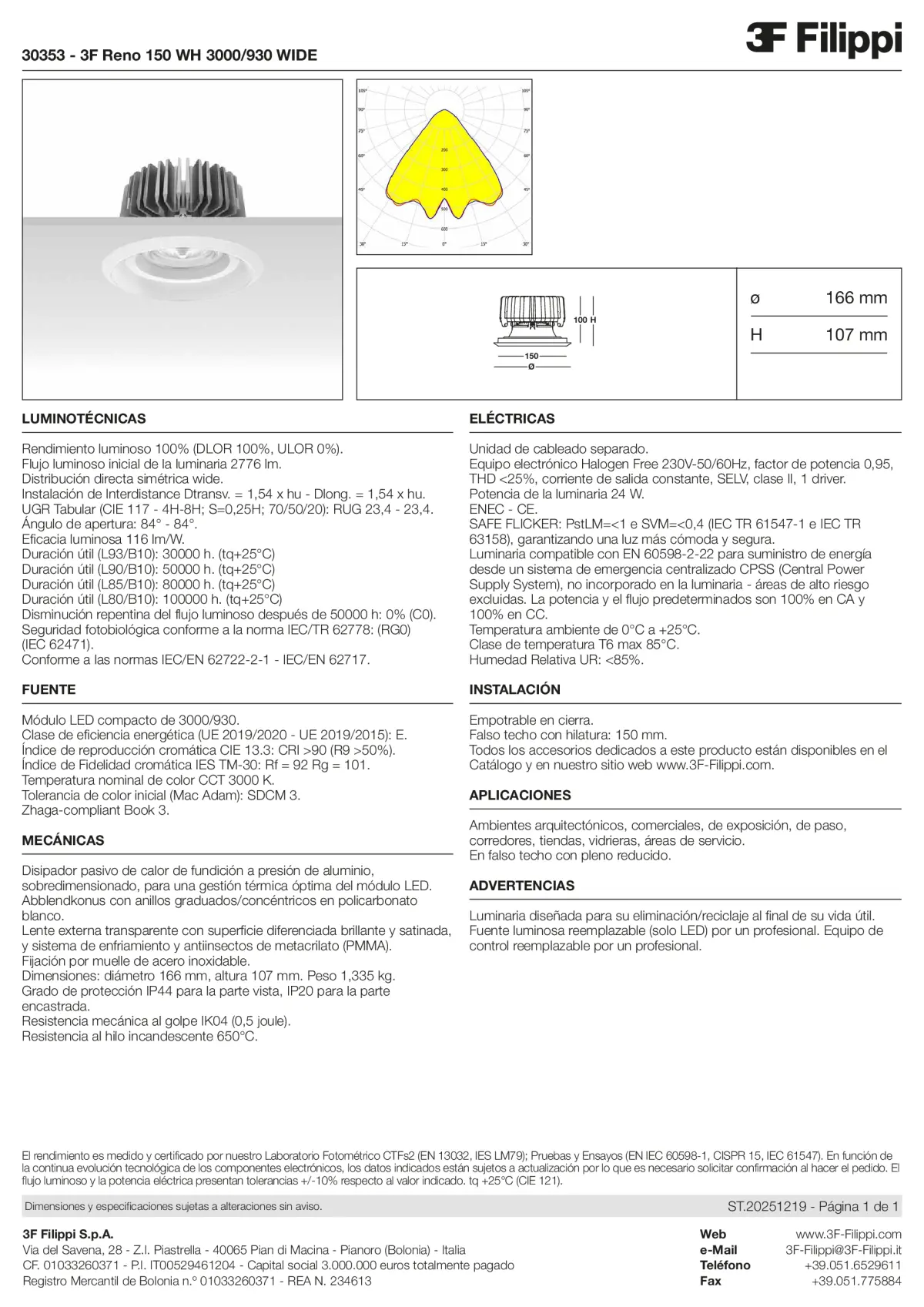 30353 - 3F Reno 150 WH 3000-930 WIDE - Datasheet - es