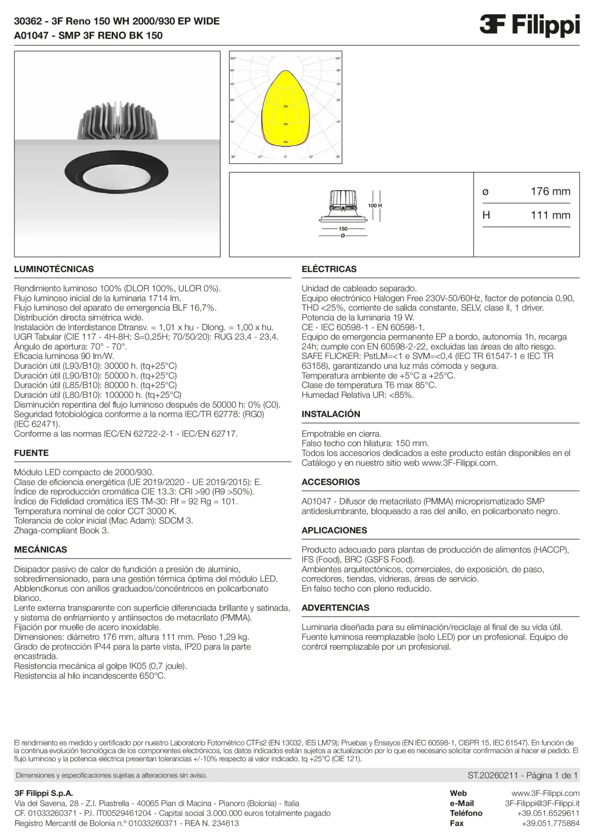 30362+A01047 - 3F Reno 150 WH 2000-930 EP WIDE + SMP BK - Datasheet - es