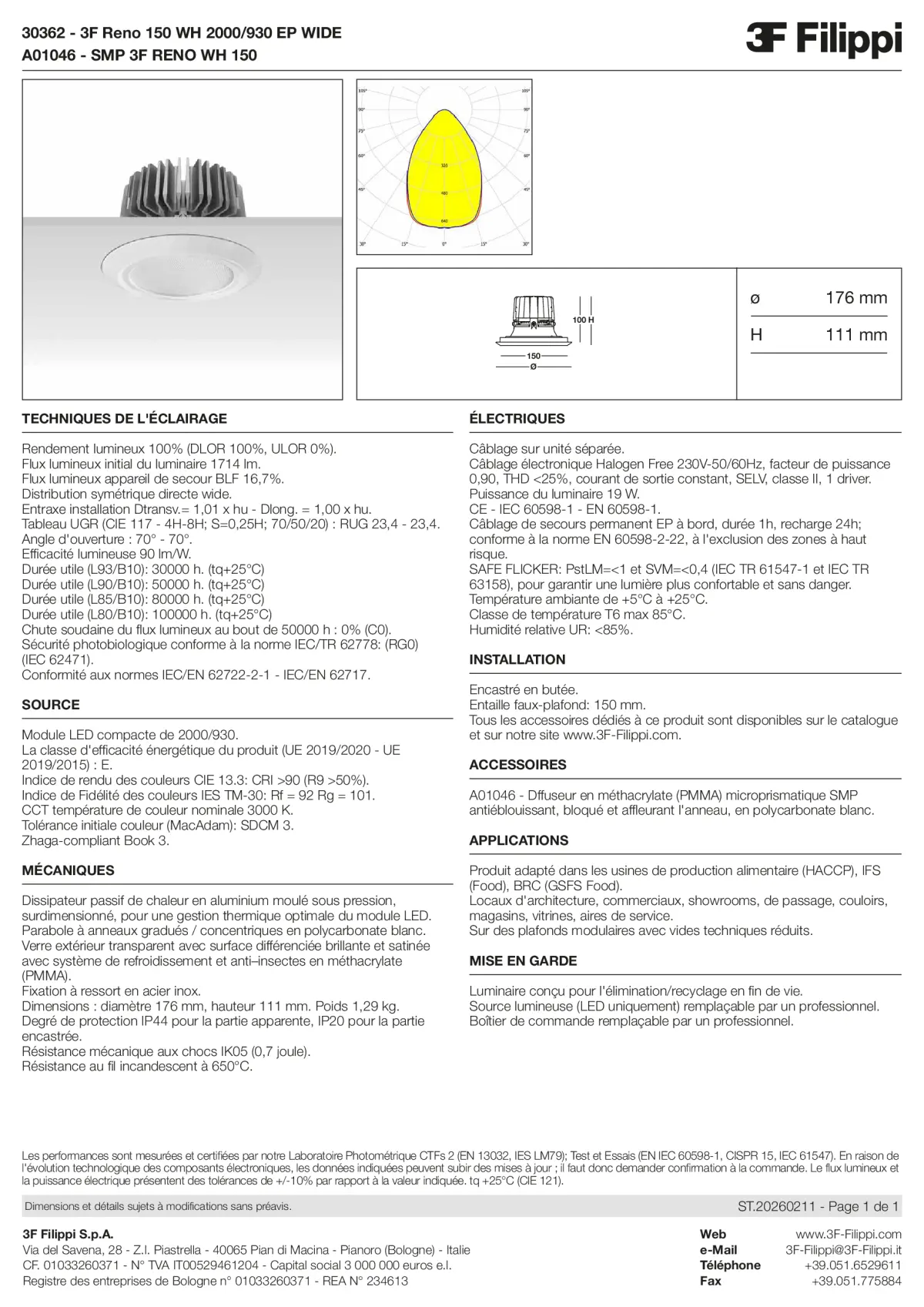 30362+A01046 - 3F Reno 150 WH 2000-930 EP WIDE + SMP WH - Datasheet - fr