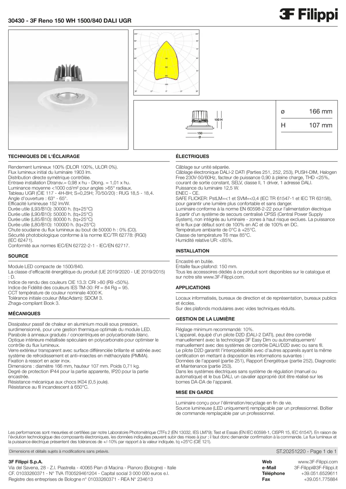 30430 - 3F Reno 150 WH 1500-840 DALI UGR - Datasheet - fr