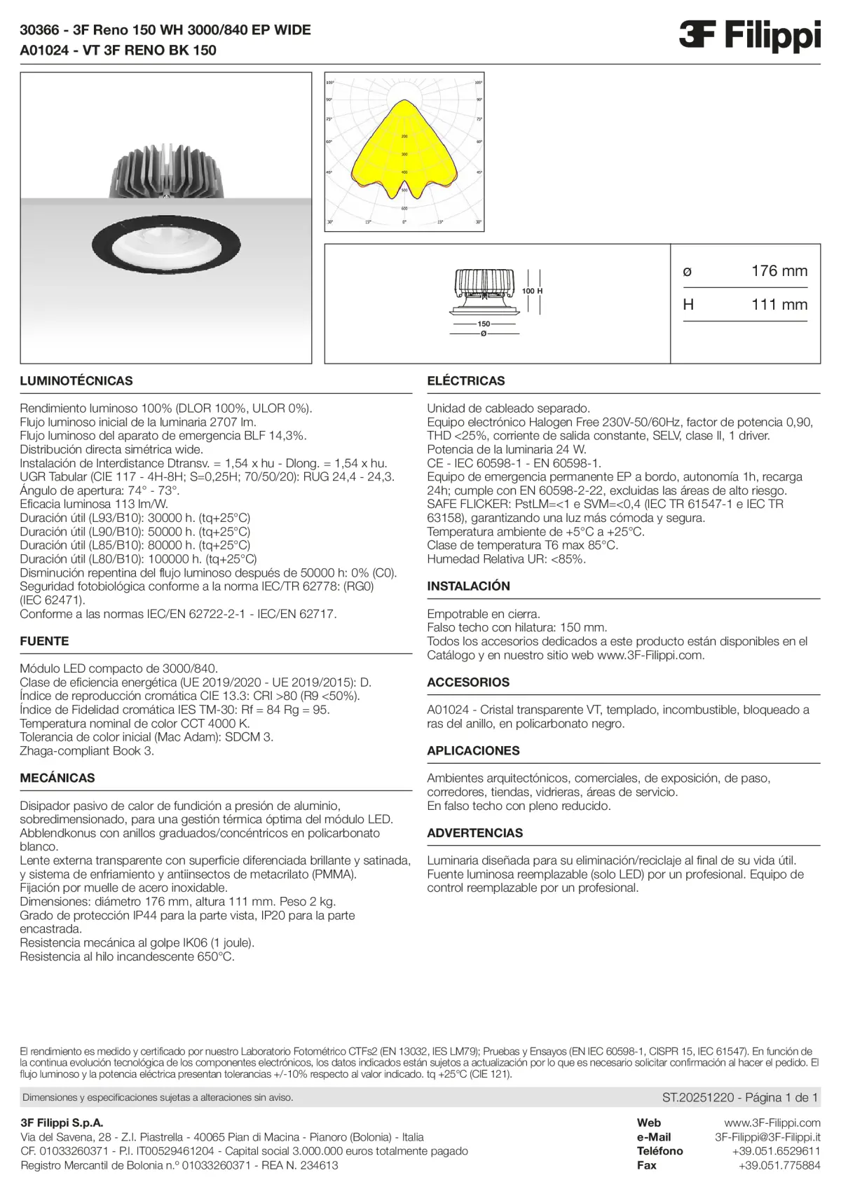 30366+A01024 - 3F Reno 150 WH 3000-840 EP WIDE + VT BK - Datasheet - es