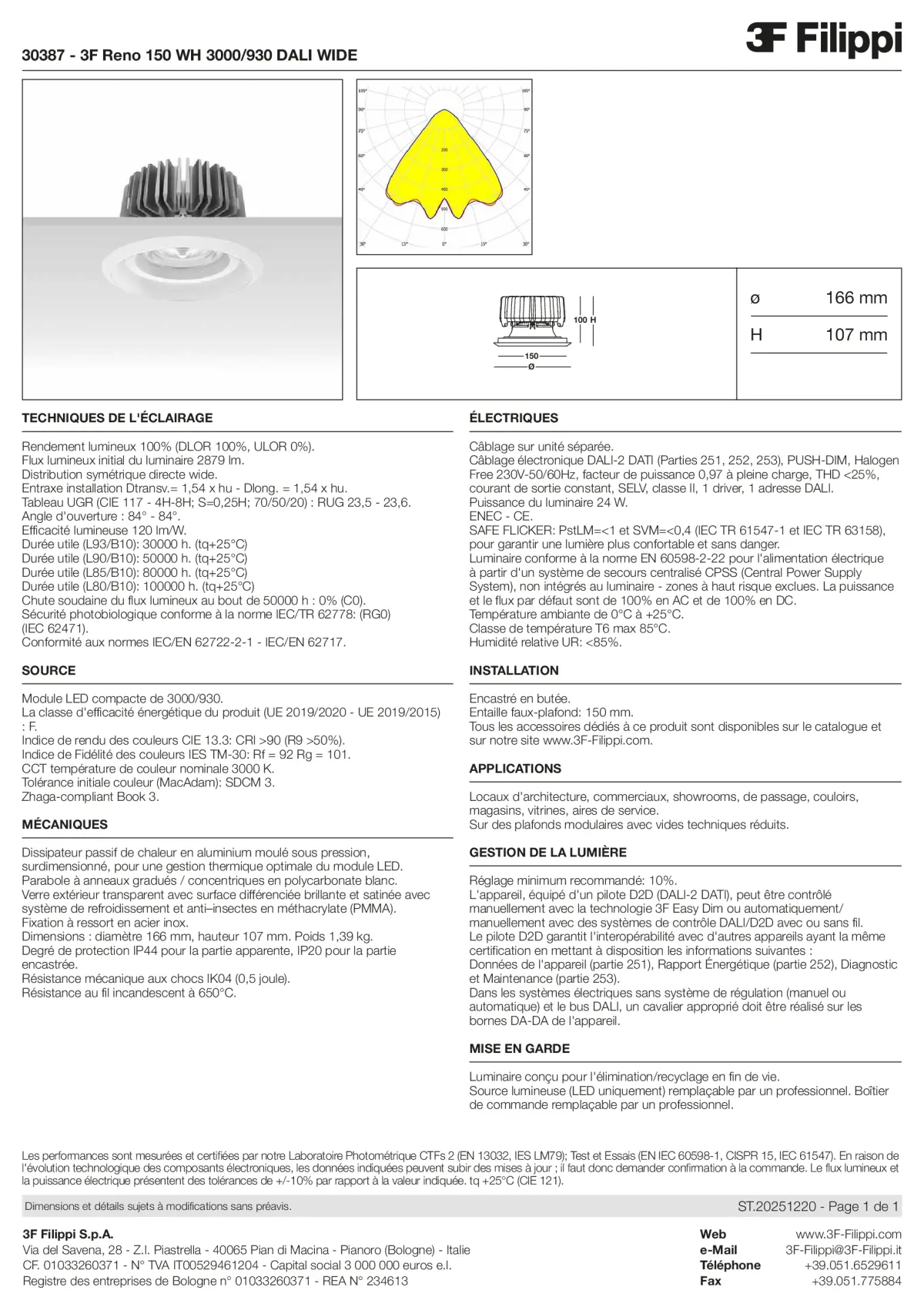 30387 - 3F Reno 150 WH 3000-930 DALI WIDE - Datasheet - fr