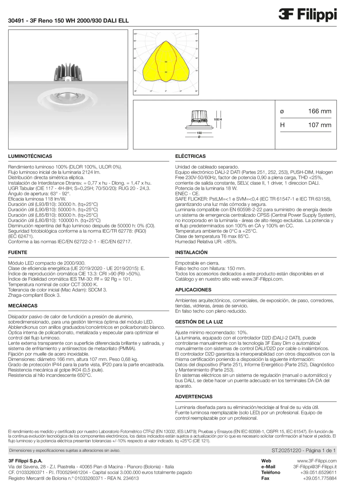 30491 - 3F Reno 150 WH 2000-930 DALI ELL - Datasheet - es