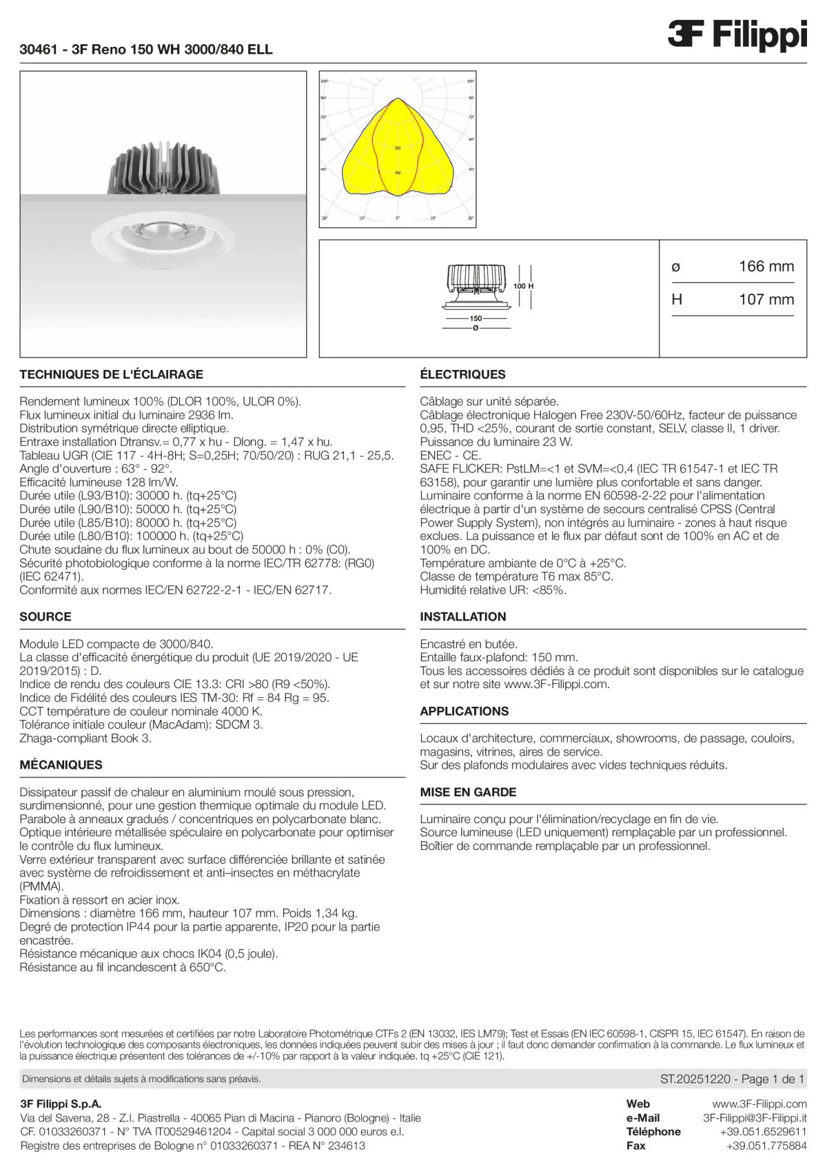 30461 - 3F Reno 150 WH 3000-840 ELL - Datasheet - fr