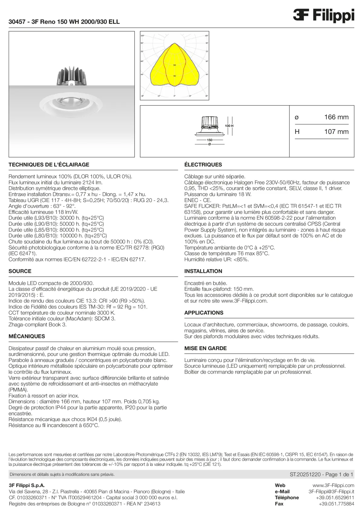 30457 - 3F Reno 150 WH 2000-930 ELL - Datasheet - fr