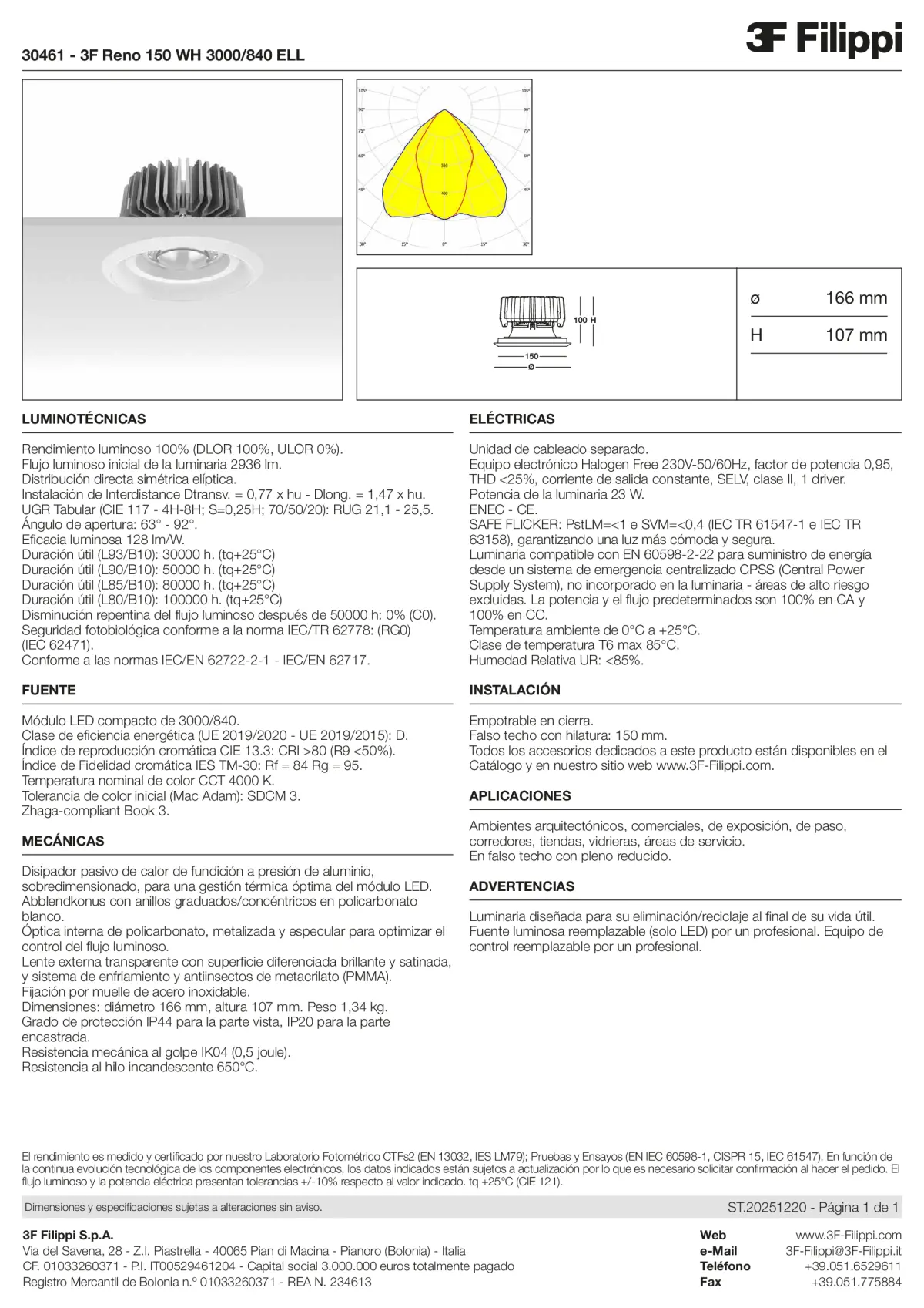 30461 - 3F Reno 150 WH 3000-840 ELL - Datasheet - es
