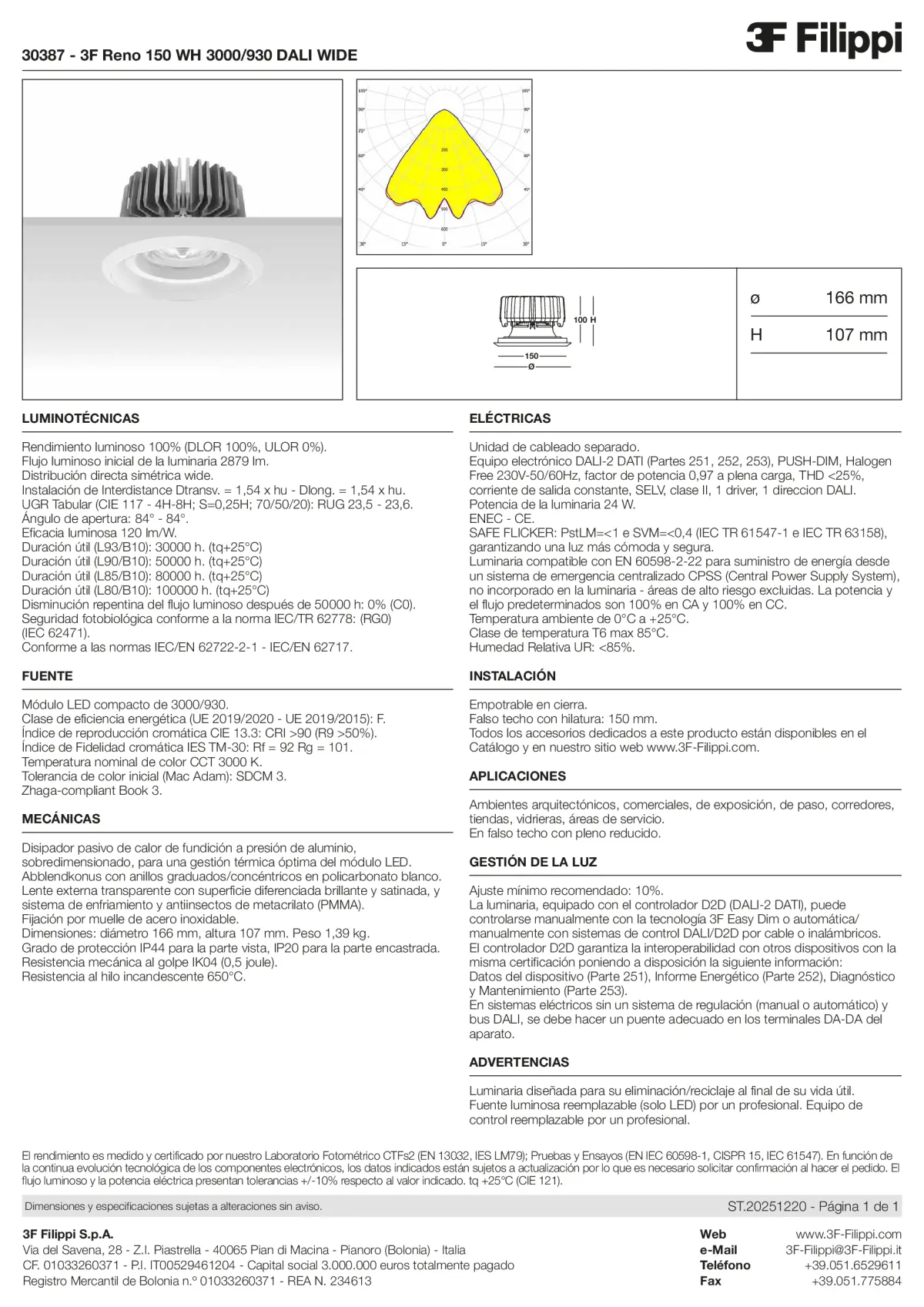30387 - 3F Reno 150 WH 3000-930 DALI WIDE - Datasheet - es