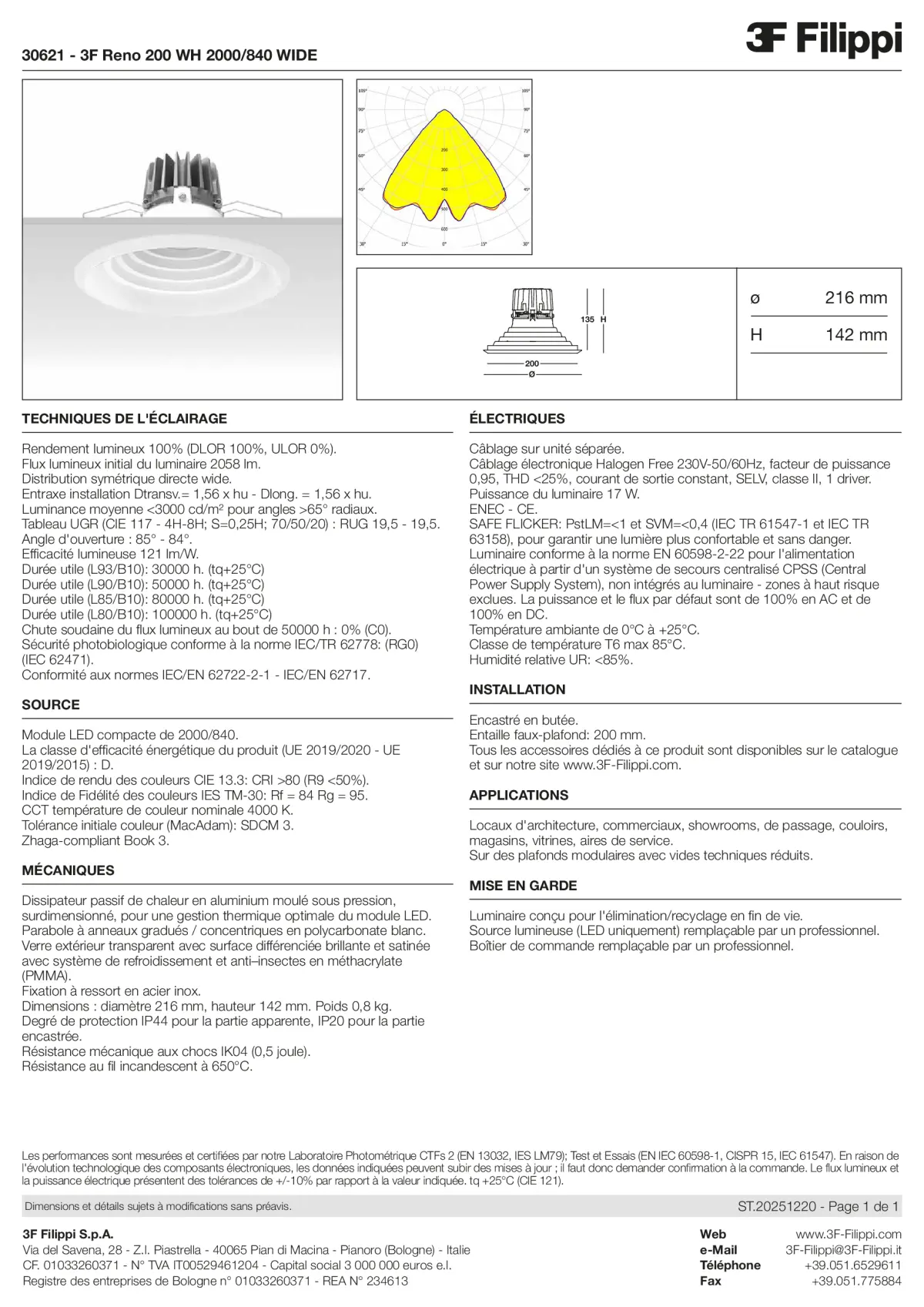 30621 - 3F Reno 200 WH 2000-840 WIDE - Datasheet - fr