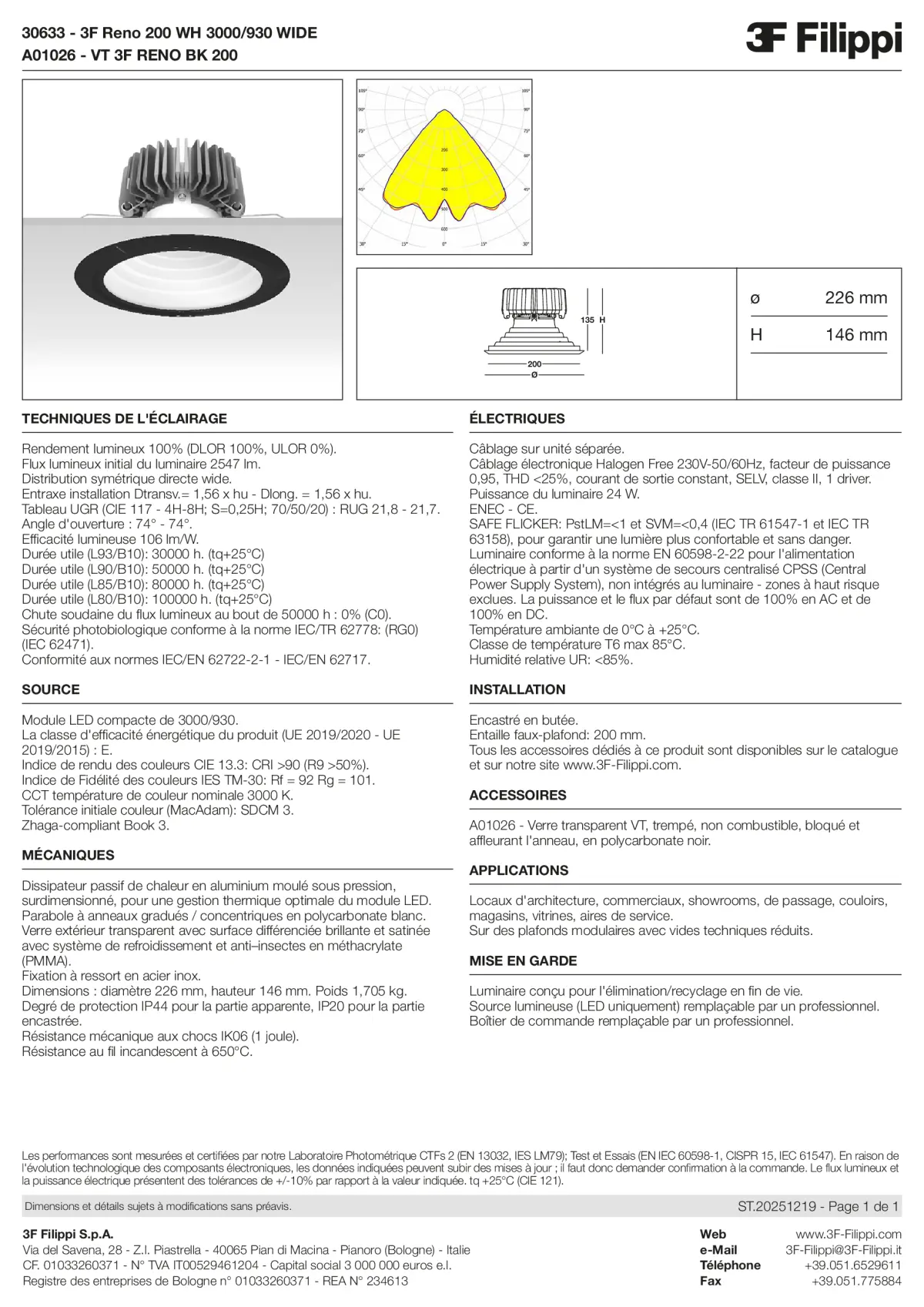 30633+A01026 - 3F Reno 200 WH 3000-930 WIDE + VT BK - Datasheet - fr
