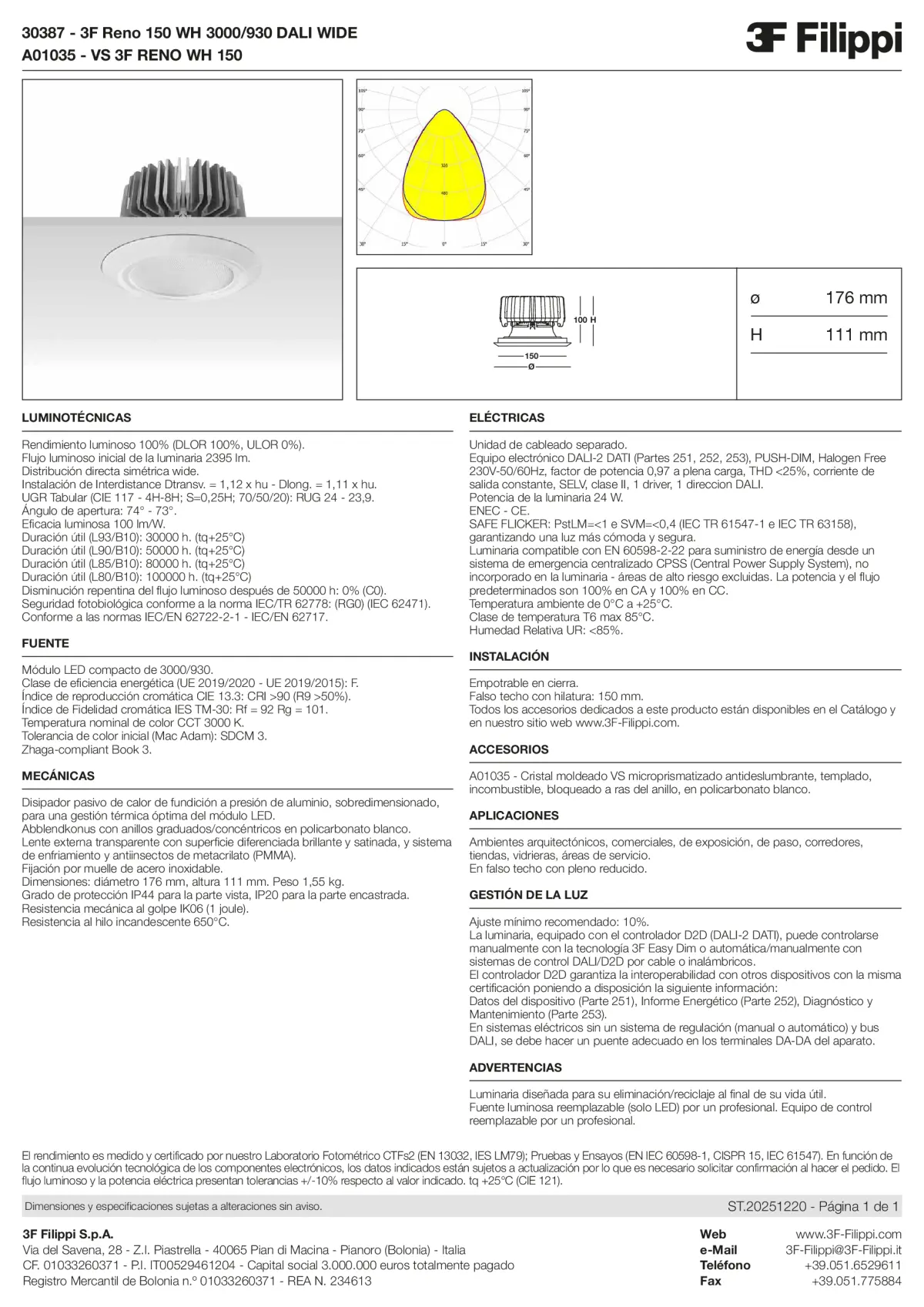 30387+A01035 - 3F Reno 150 WH 3000-930 DALI WIDE + VS WH - Datasheet - es