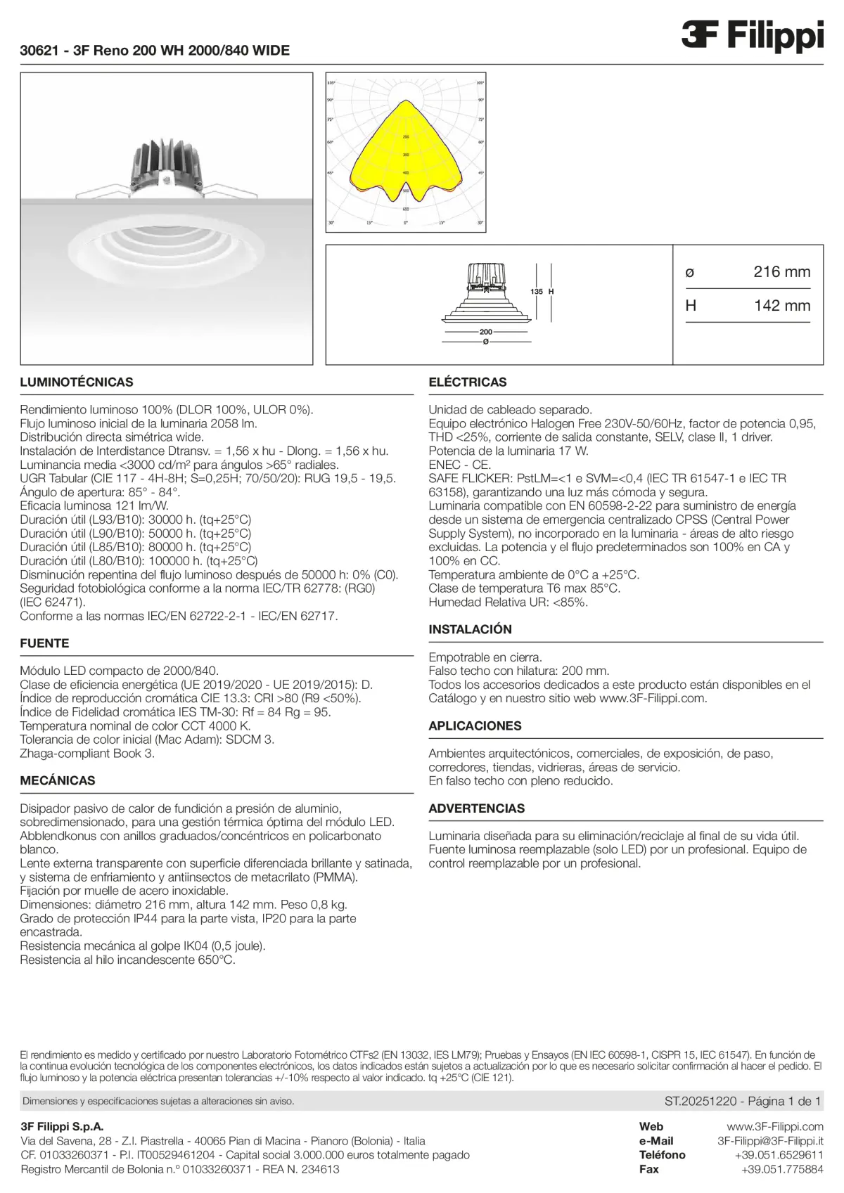 30621 - 3F Reno 200 WH 2000-840 WIDE - Datasheet - es
