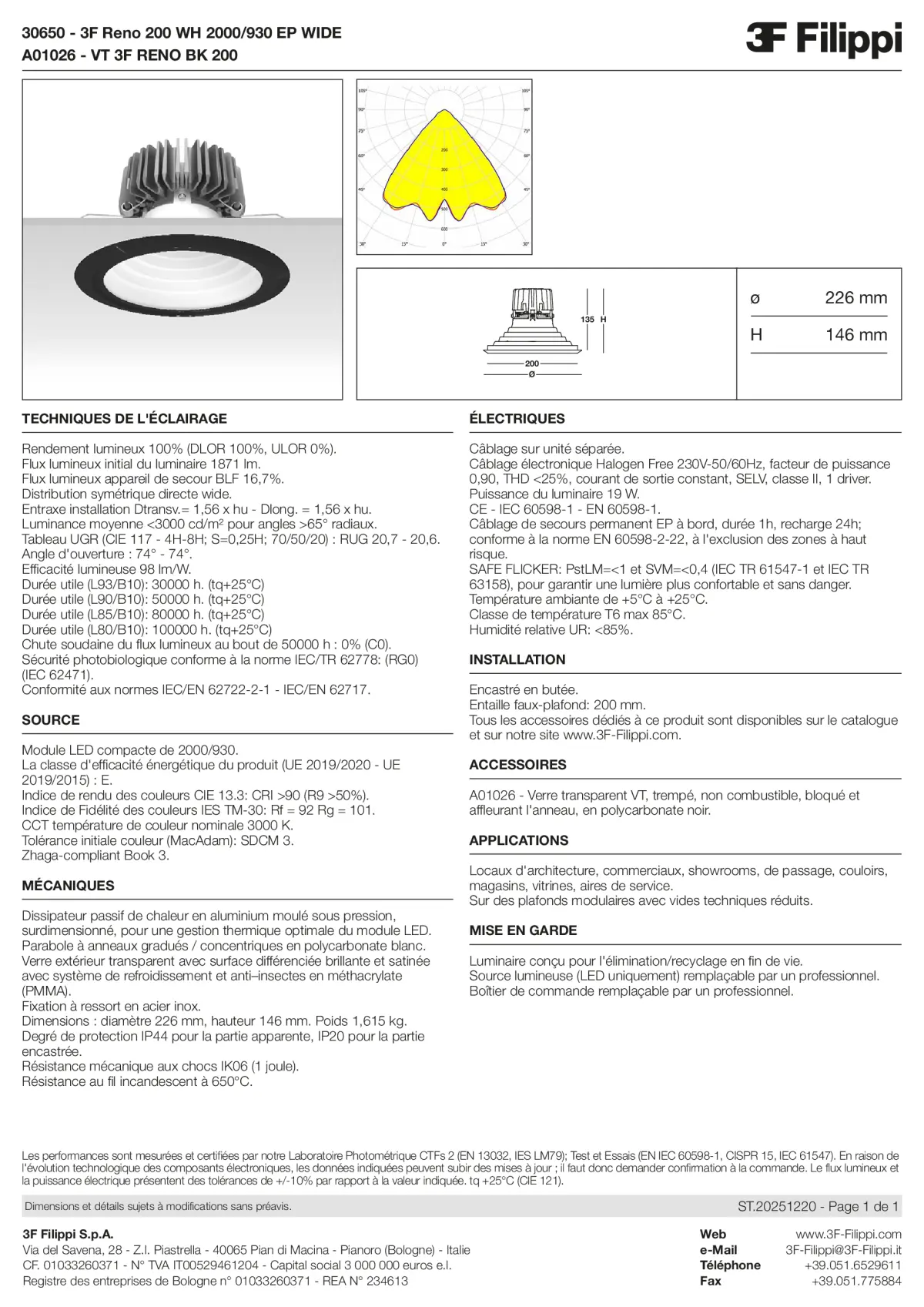 30650+A01026 - 3F Reno 200 WH 2000-930 EP WIDE + VT BK - Datasheet - fr