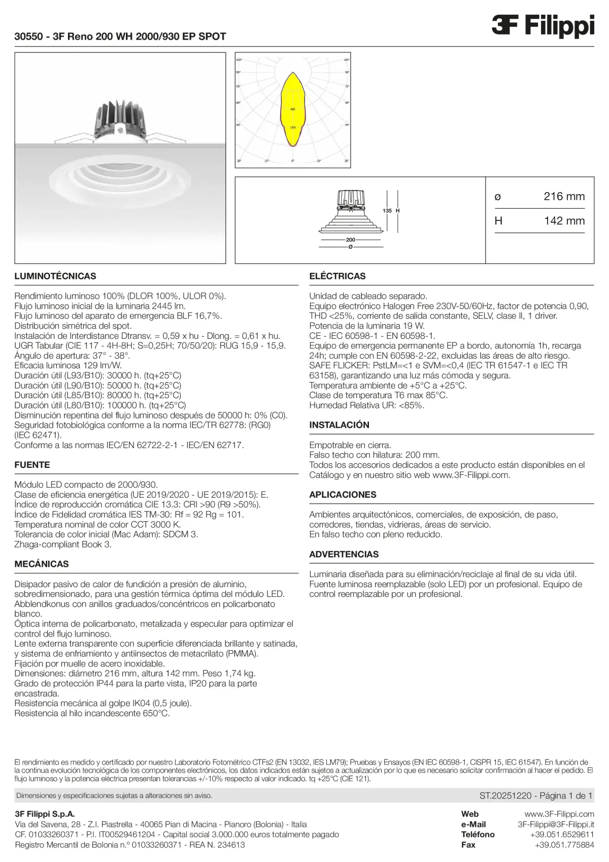 30550 - 3F Reno 200 WH 2000-930 EP SPOT - Datasheet - es