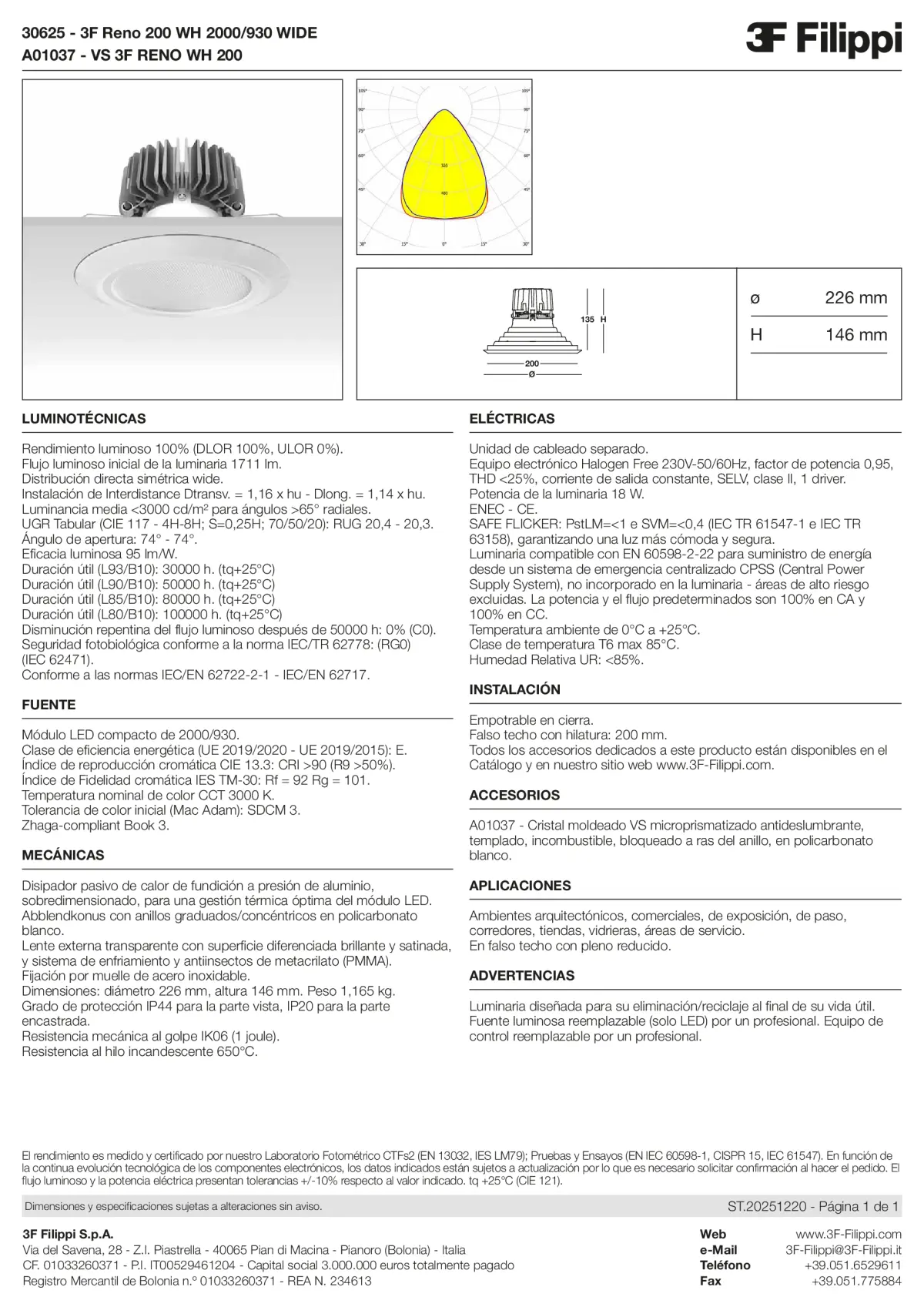 30625+A01037 - 3F Reno 200 WH 2000-930 WIDE + VS WH - Datasheet - es