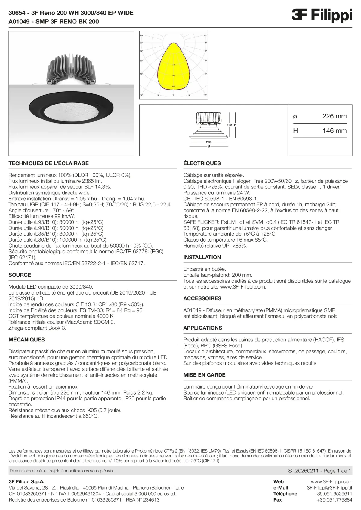 30654+A01049 - 3F Reno 200 WH 3000-840 EP WIDE + SMP BK - Datasheet - fr