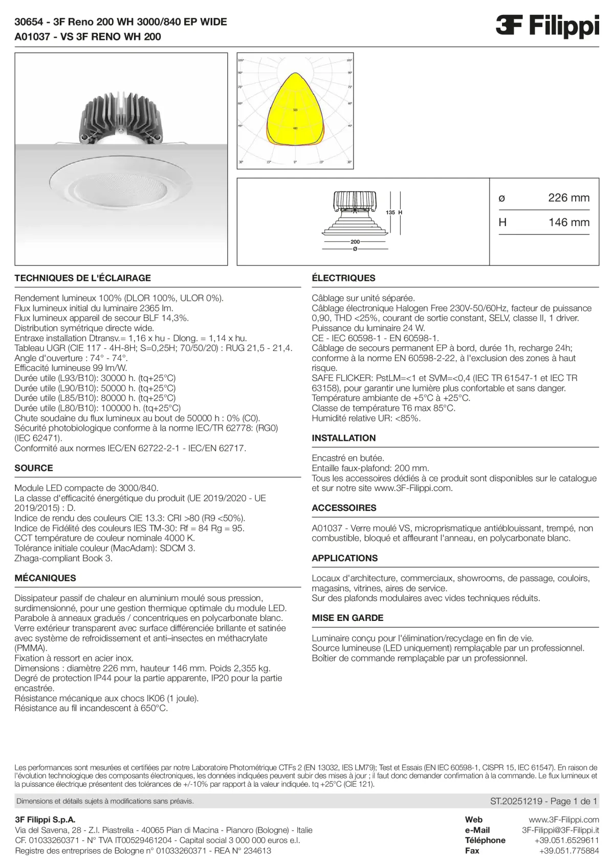 30654+A01037 - 3F Reno 200 WH 3000-840 EP WIDE + VS WH - Datasheet - fr