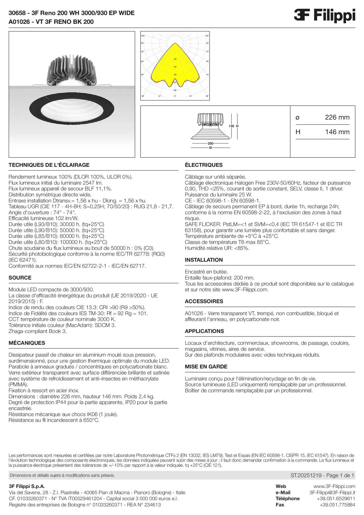 30658+A01026 - 3F Reno 200 WH 3000-930 EP WIDE + VT BK - Datasheet - fr