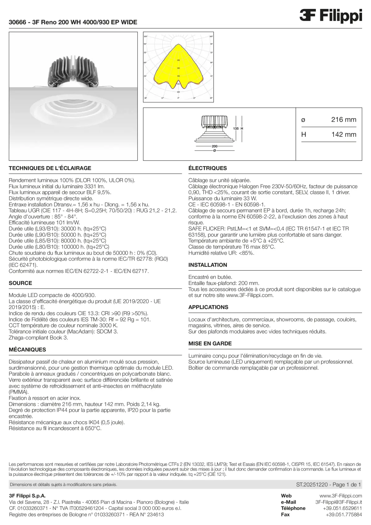 30666 - 3F Reno 200 WH 4000-930 EP WIDE - Datasheet - fr