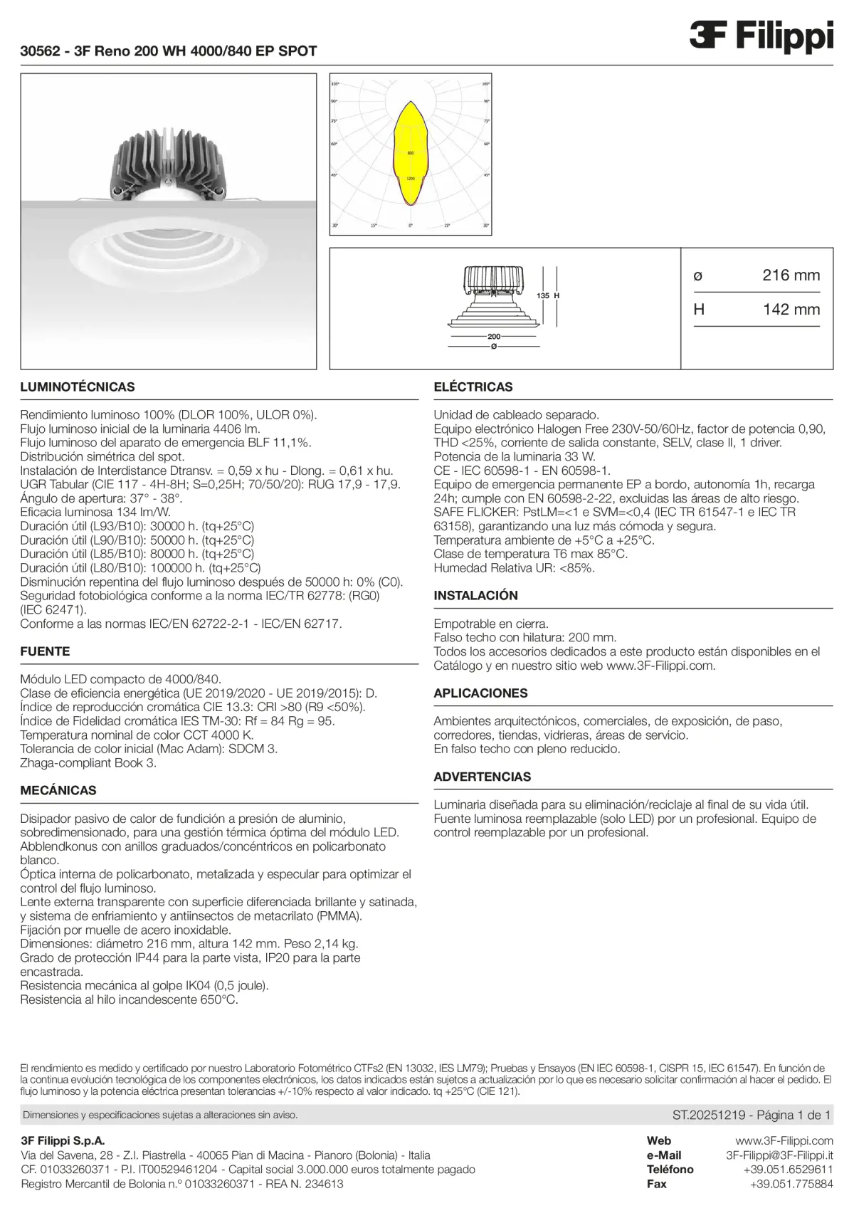30562 - 3F Reno 200 WH 4000-840 EP SPOT - Datasheet - es