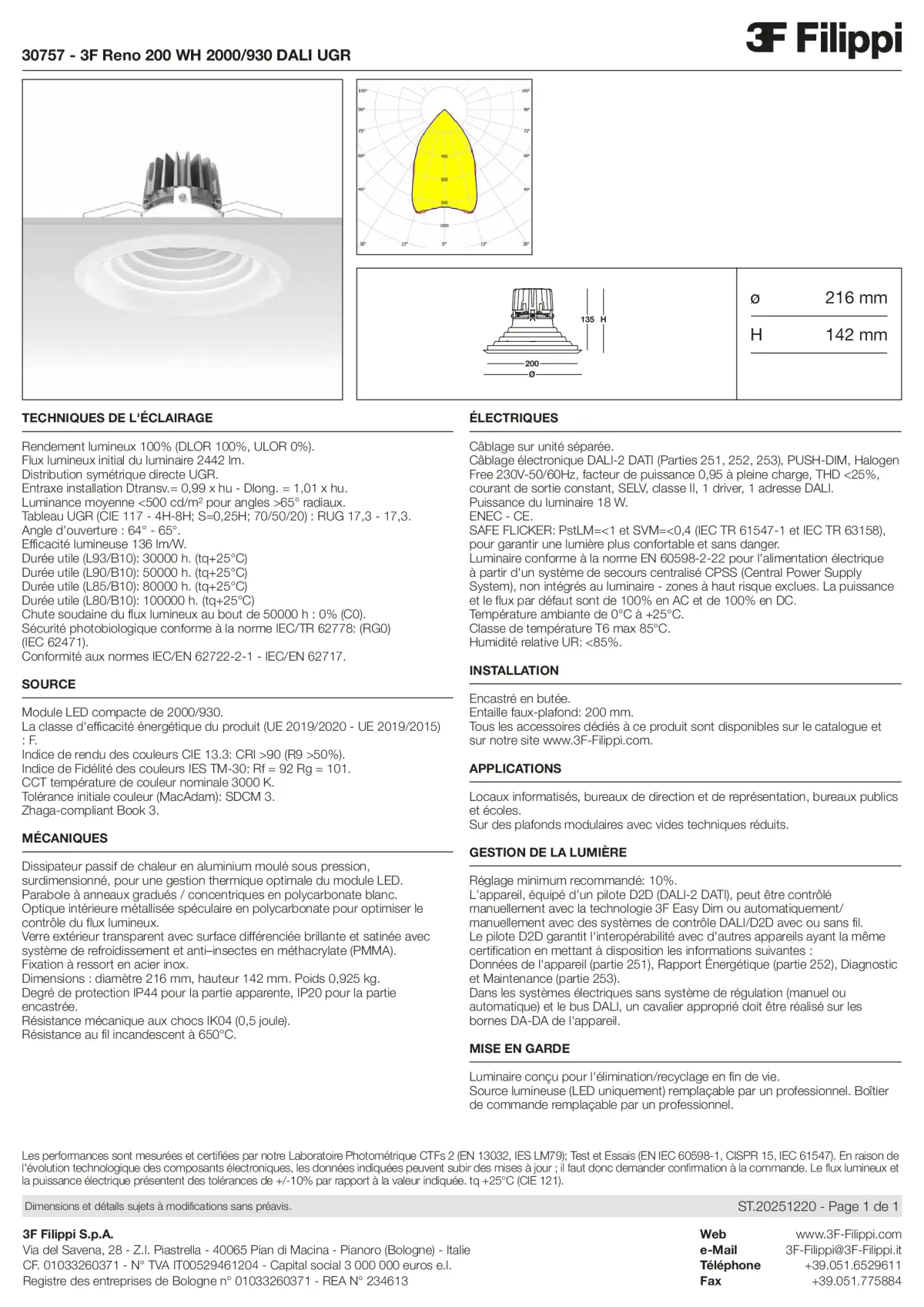 30757 - 3F Reno 200 WH 2000-930 DALI UGR - Datasheet - fr