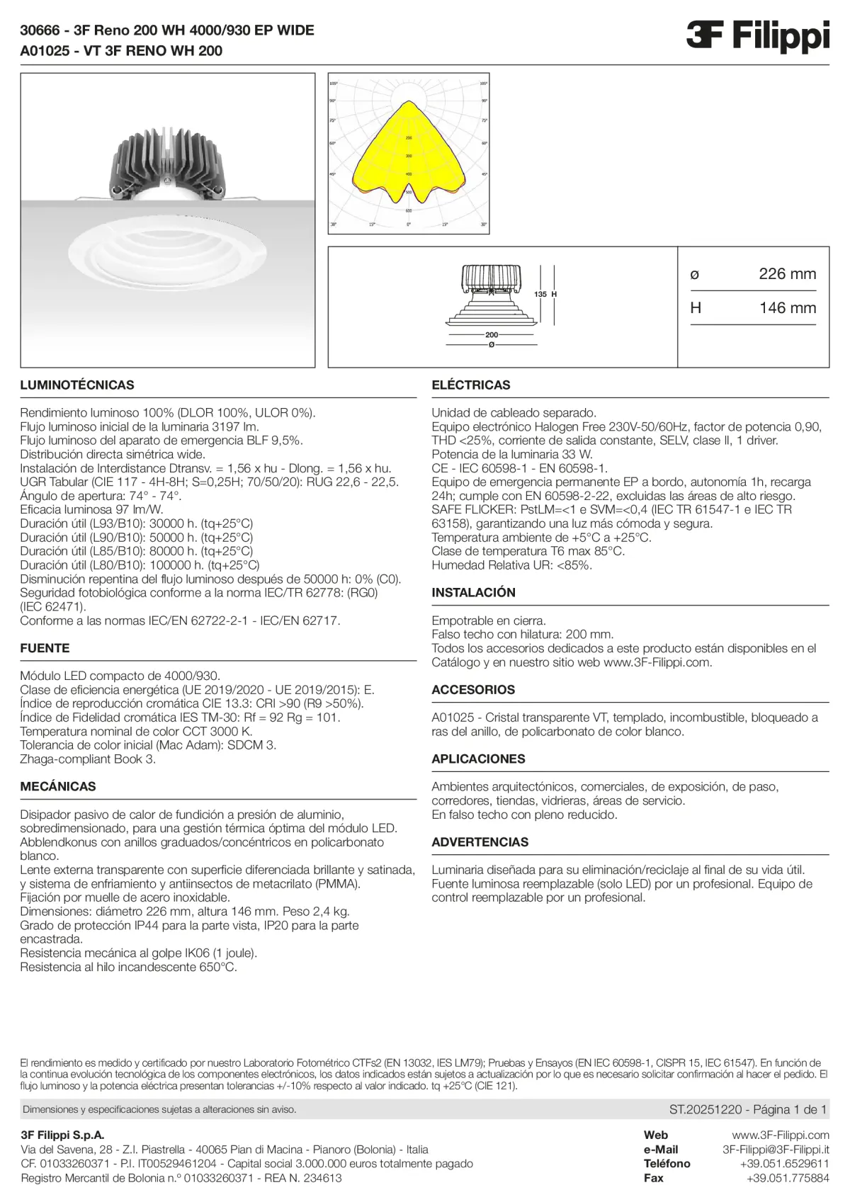30666+A01025 - 3F Reno 200 WH 4000-930 EP WIDE + VT WH - Datasheet - es
