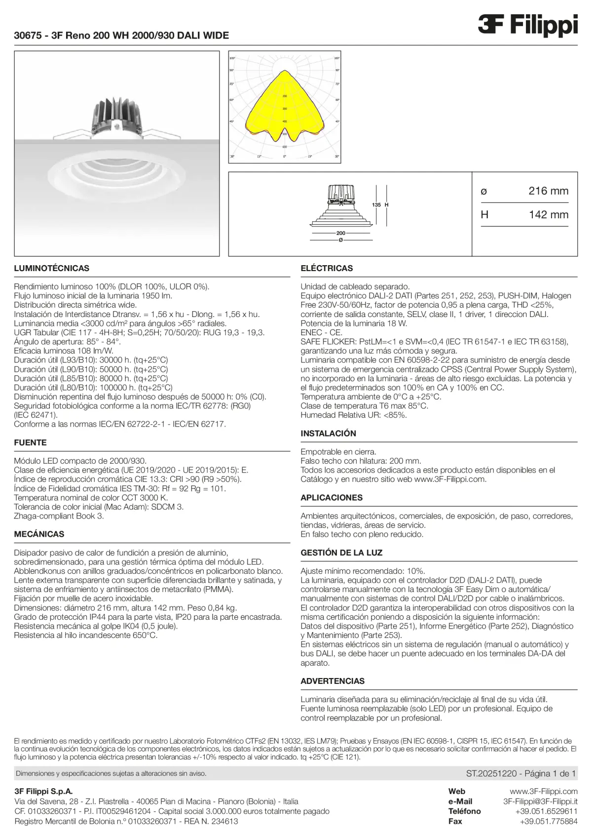 30675 - 3F Reno 200 WH 2000-930 DALI WIDE - Datasheet - es