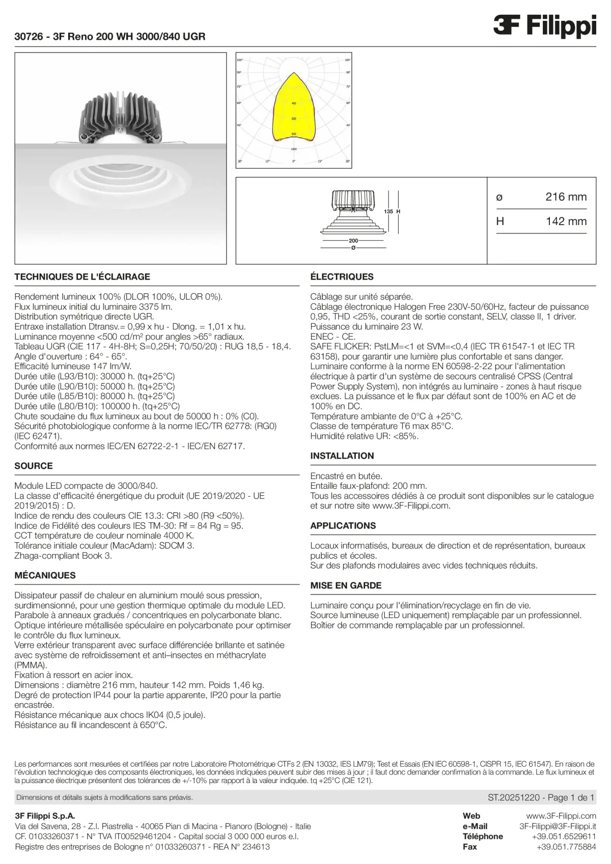 30726 - 3F Reno 200 WH 3000-840 UGR - Datasheet - fr