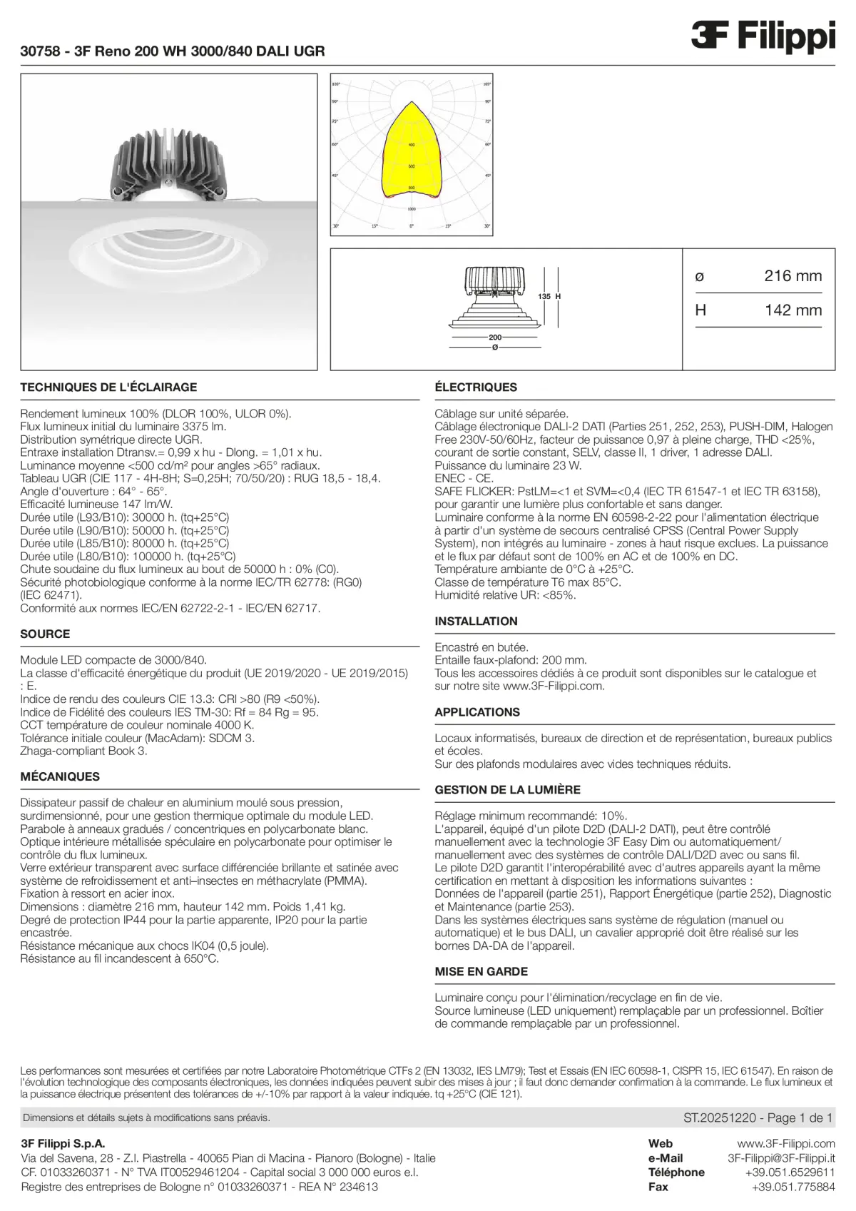 30758 - 3F Reno 200 WH 3000-840 DALI UGR - Datasheet - fr