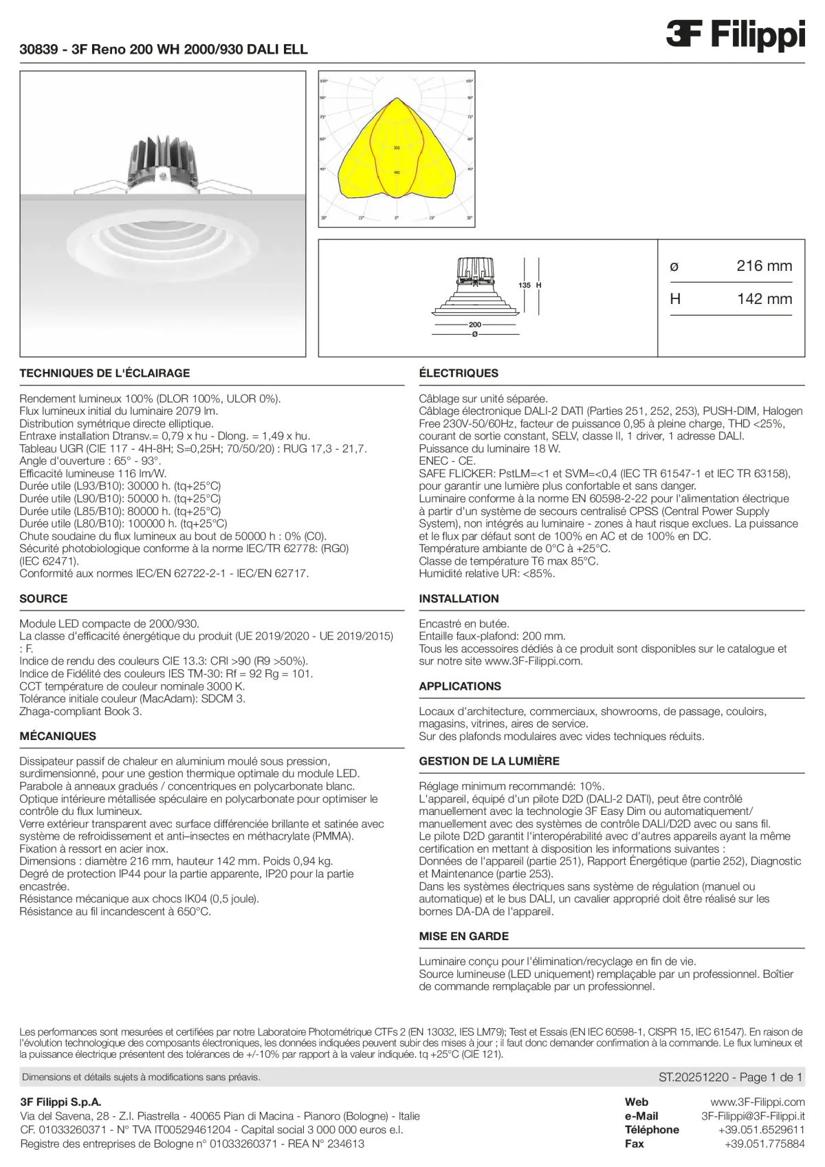 30839 - 3F Reno 200 WH 2000-930 DALI ELL - Datasheet - fr