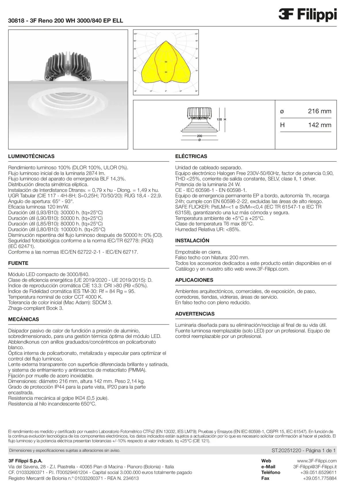 30818 - 3F Reno 200 WH 3000-840 EP ELL - Datasheet - es