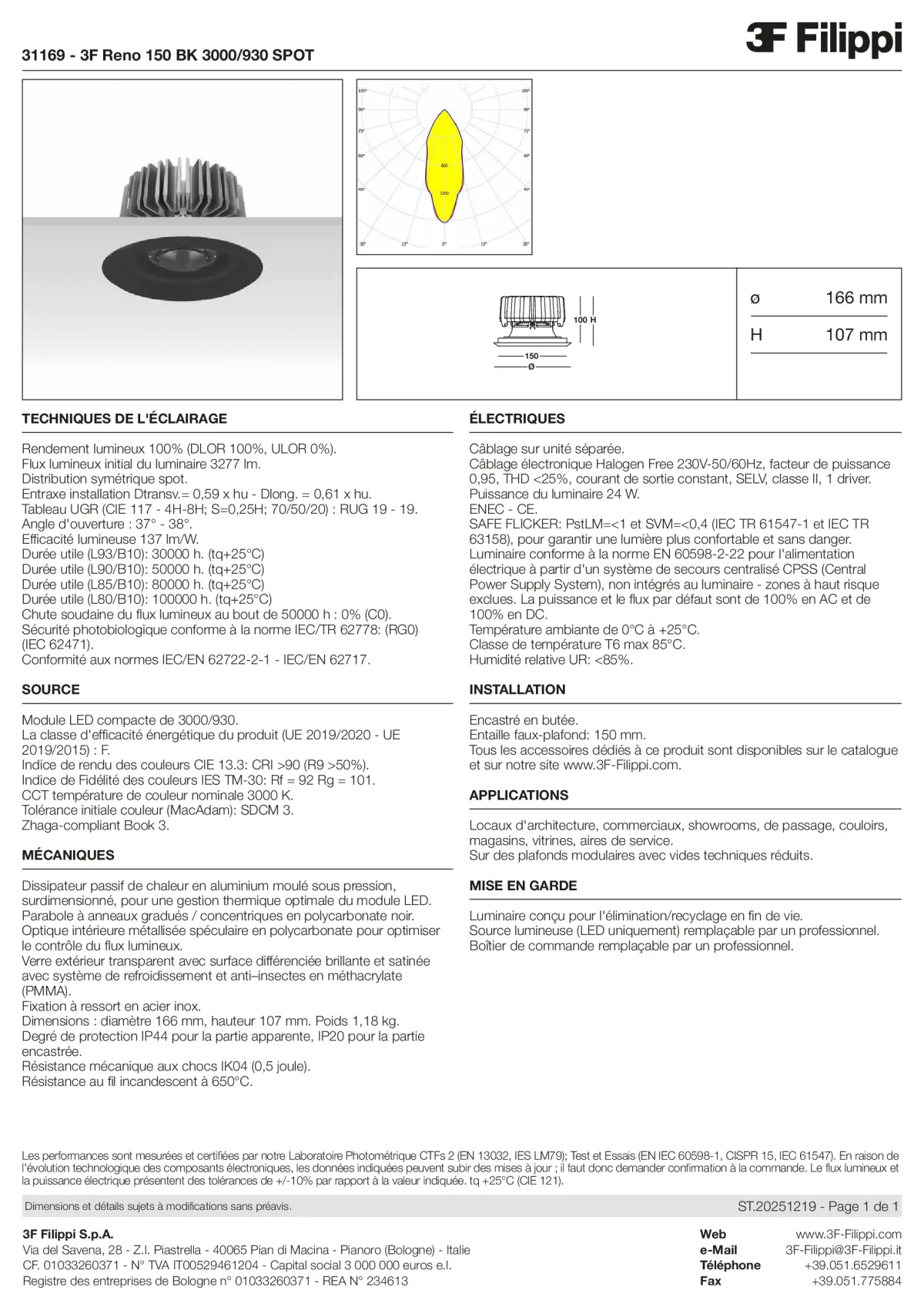 31169 - 3F Reno 150 BK 3000-930 SPOT - Datasheet - fr