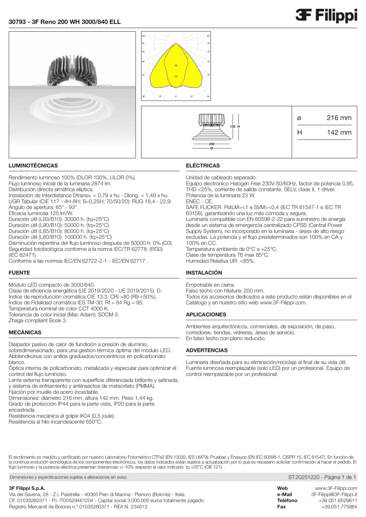 30793 - 3F Reno 200 WH 3000-840 ELL - Datasheet - es