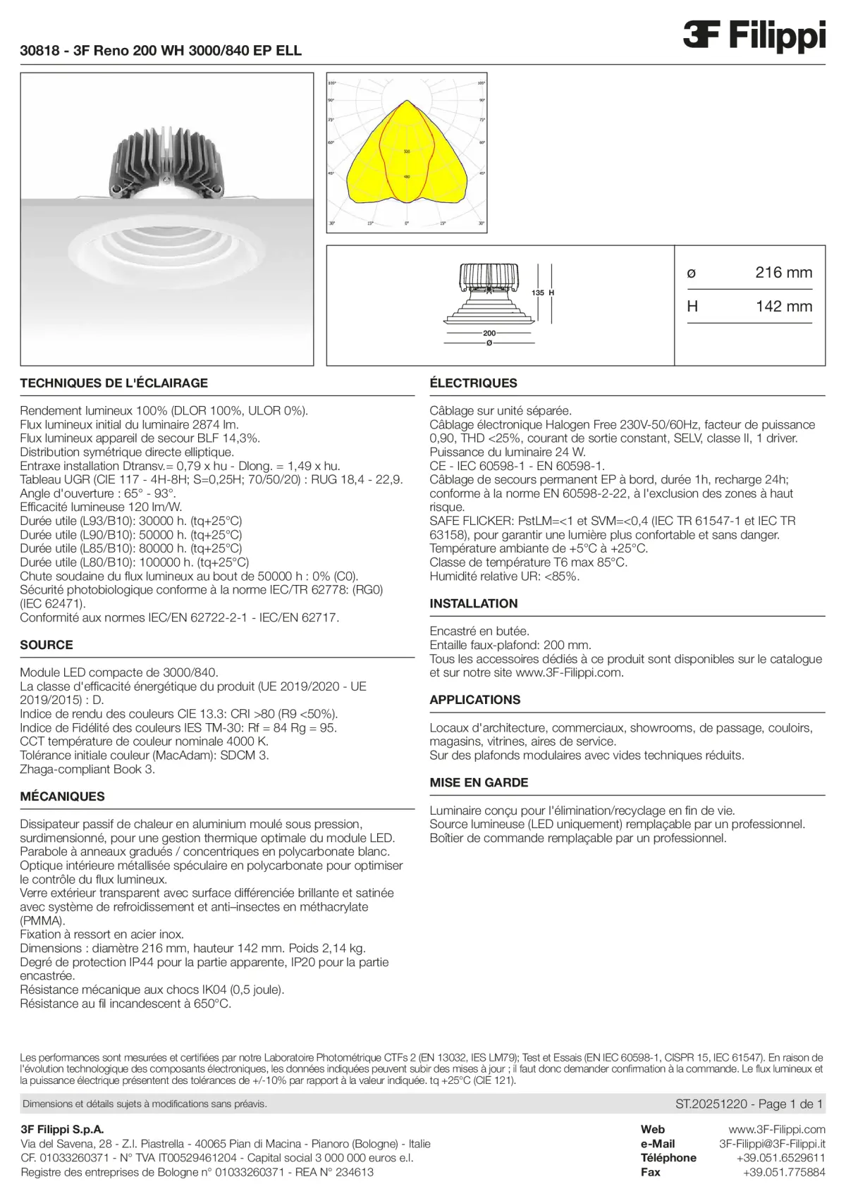30818 - 3F Reno 200 WH 3000-840 EP ELL - Datasheet - fr