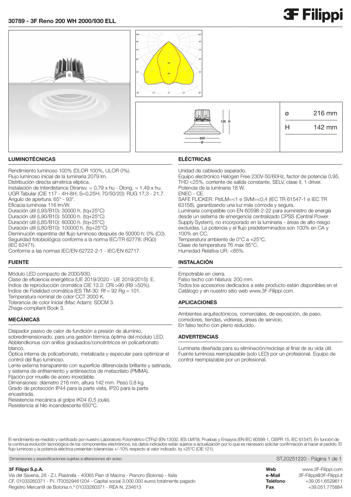 30789 - 3F Reno 200 WH 2000-930 ELL - Datasheet - es
