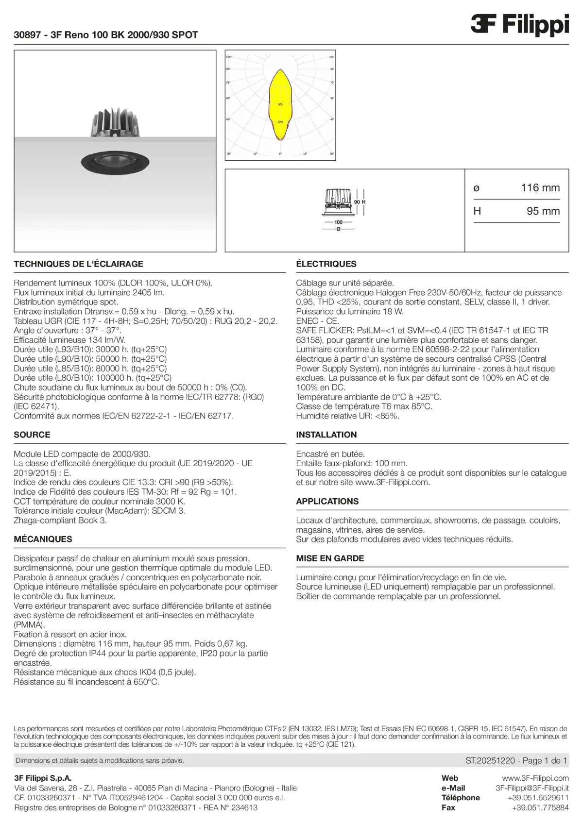 30897 - 3F Reno 100 BK 2000-930 SPOT - Datasheet - fr