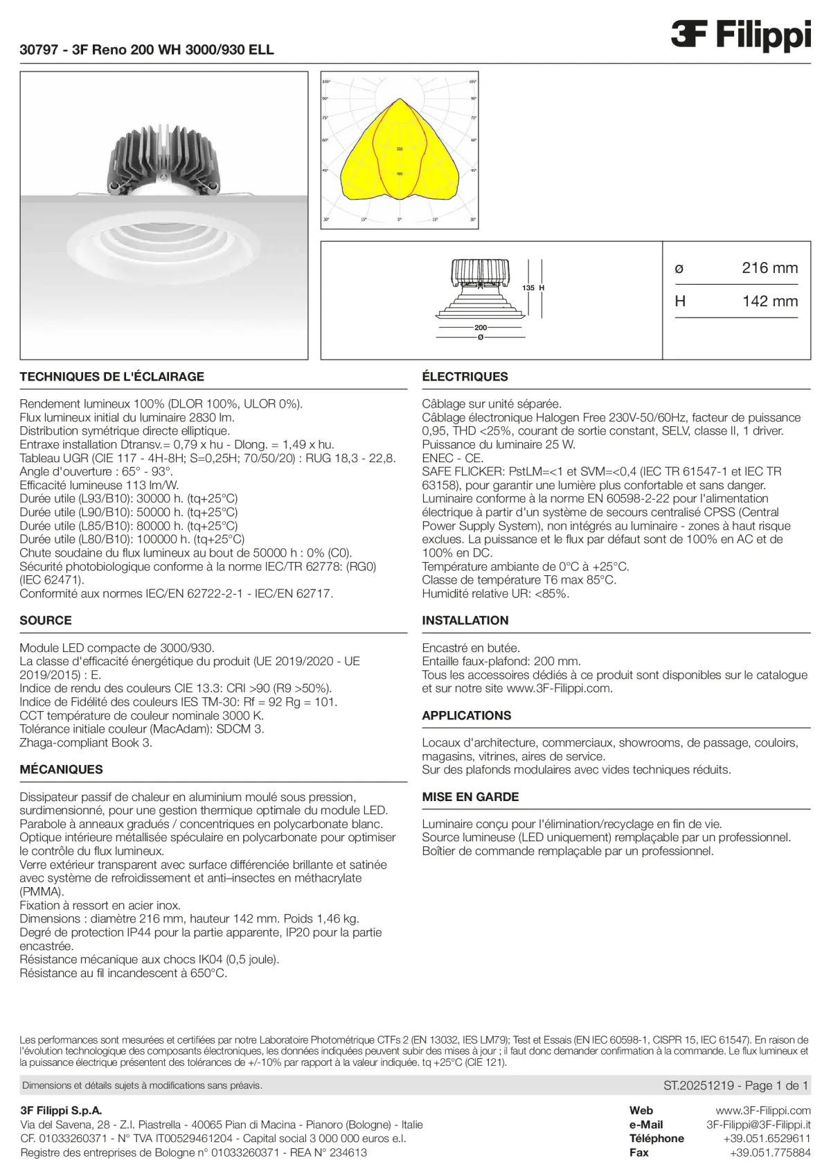 30797 - 3F Reno 200 WH 3000-930 ELL - Datasheet - fr