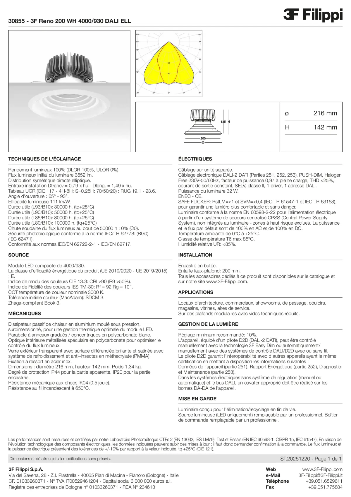 30855 - 3F Reno 200 WH 4000-930 DALI ELL - Datasheet - fr