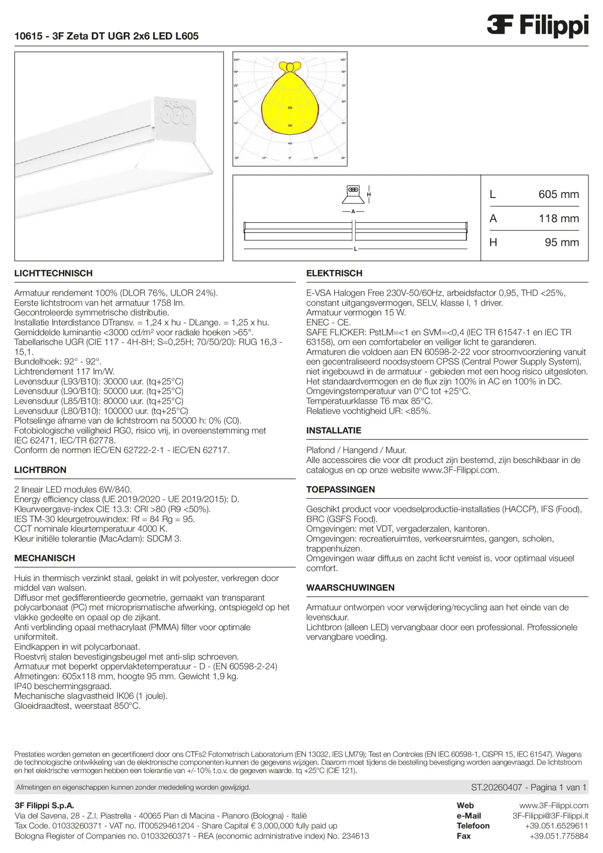 10615 - 3F Zeta DT UGR 2x6 LED L605 - Datasheet - nl