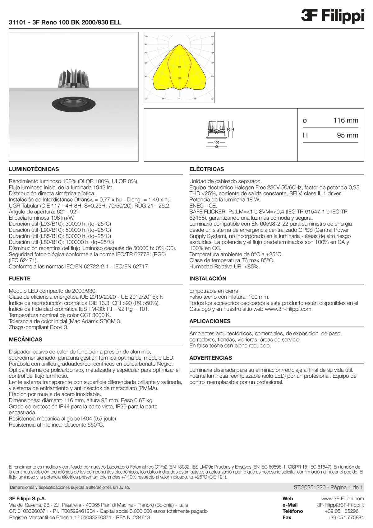 31101 - 3F Reno 100 BK 2000-930 ELL - Datasheet - es
