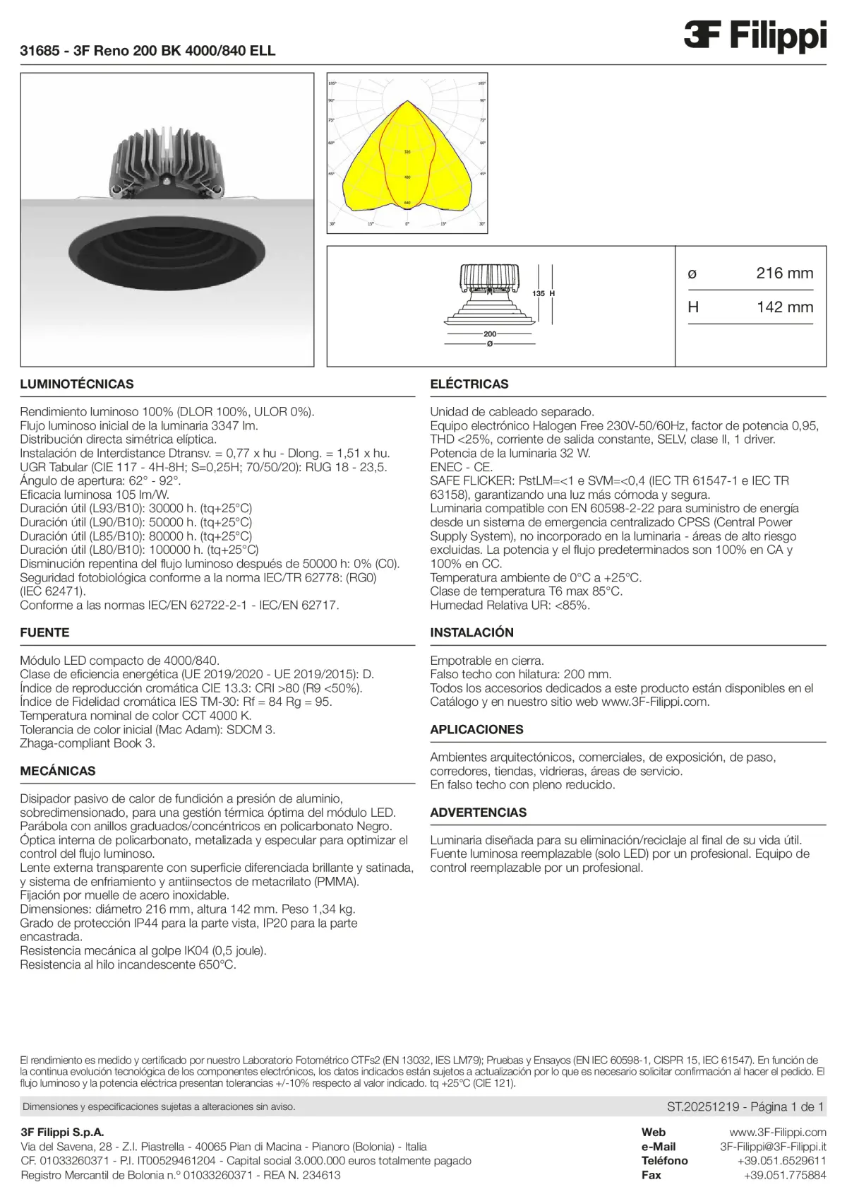 31685 - 3F Reno 200 BK 4000-840 ELL - Datasheet - es
