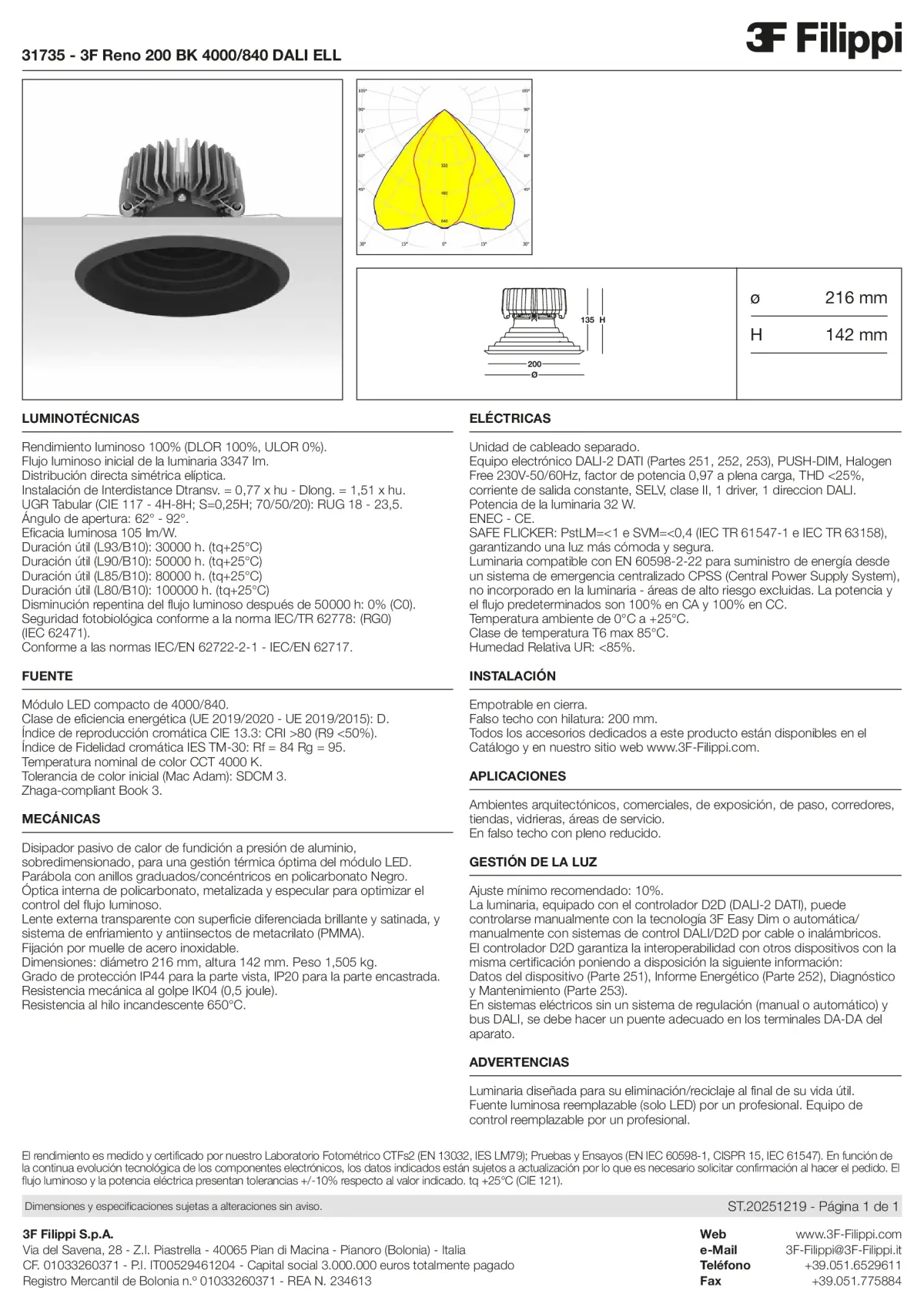 31735 - 3F Reno 200 BK 4000-840 DALI ELL - Datasheet - es
