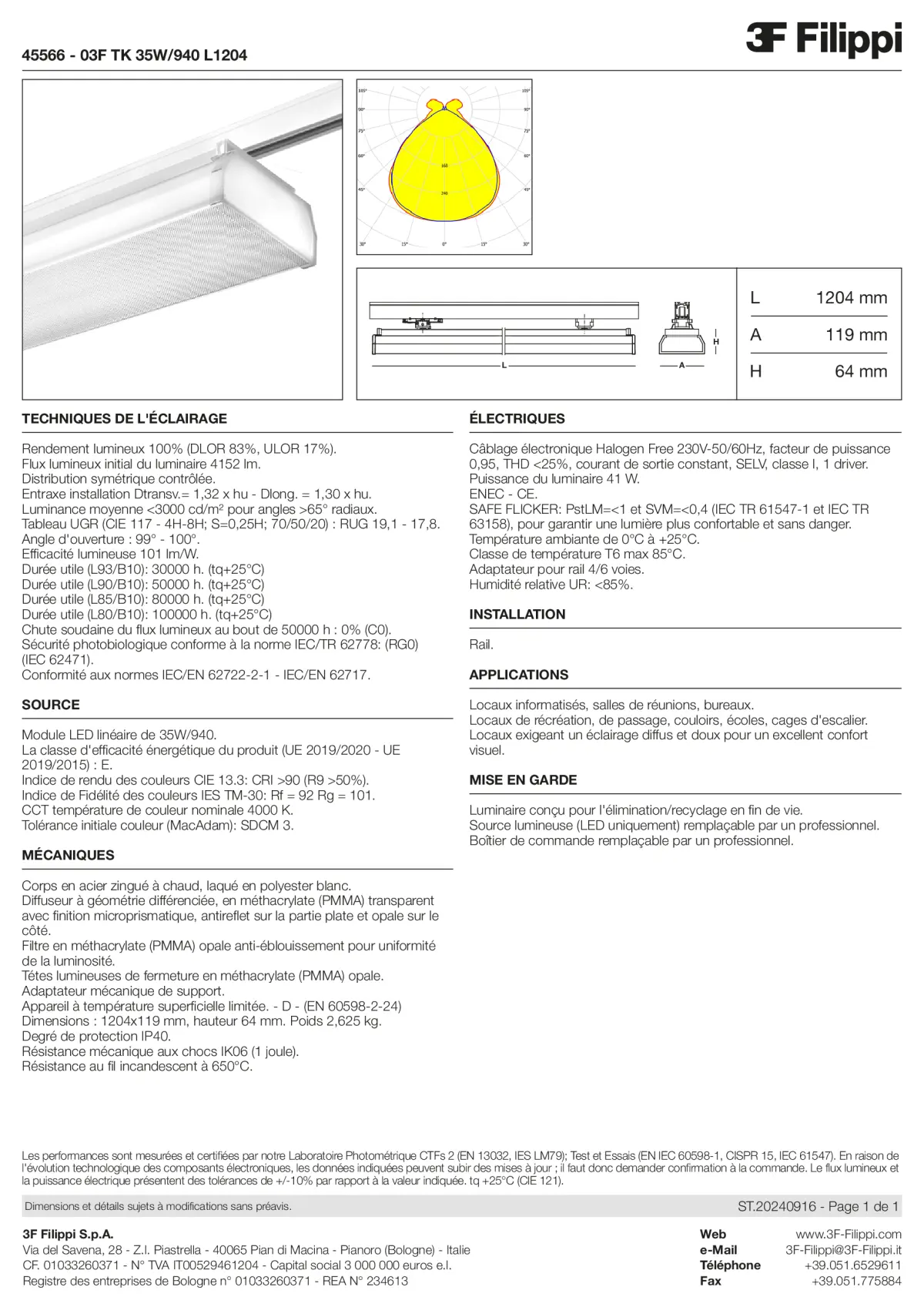 45566 - 03F TK 35W-940 L1204 - Datasheet - fr