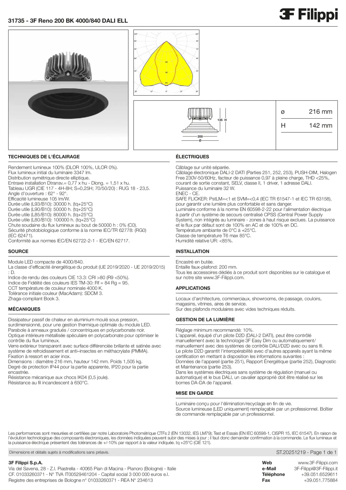 31735 - 3F Reno 200 BK 4000-840 DALI ELL - Datasheet - fr